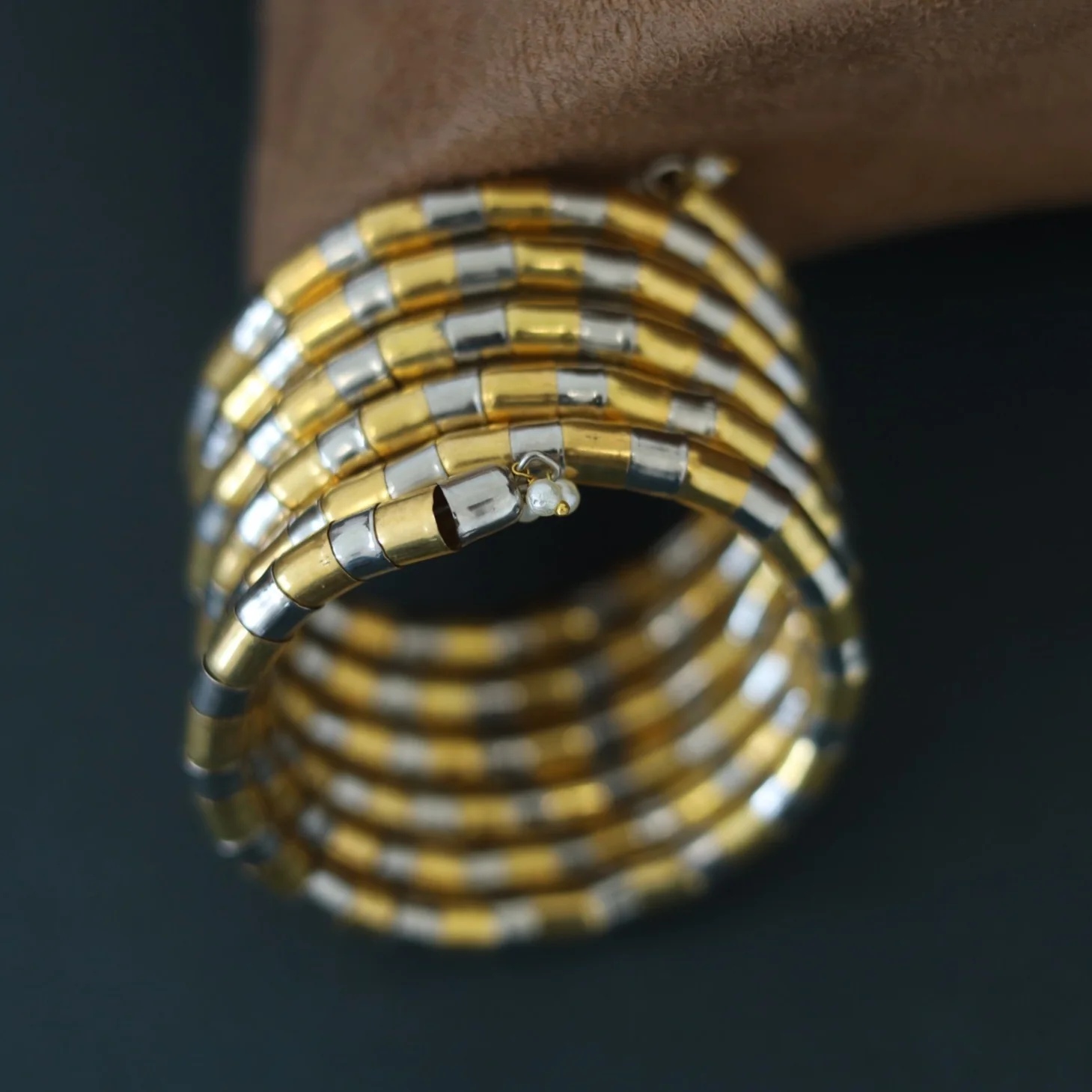 Nacala Dual Tone Spiral Bangle - Image 7