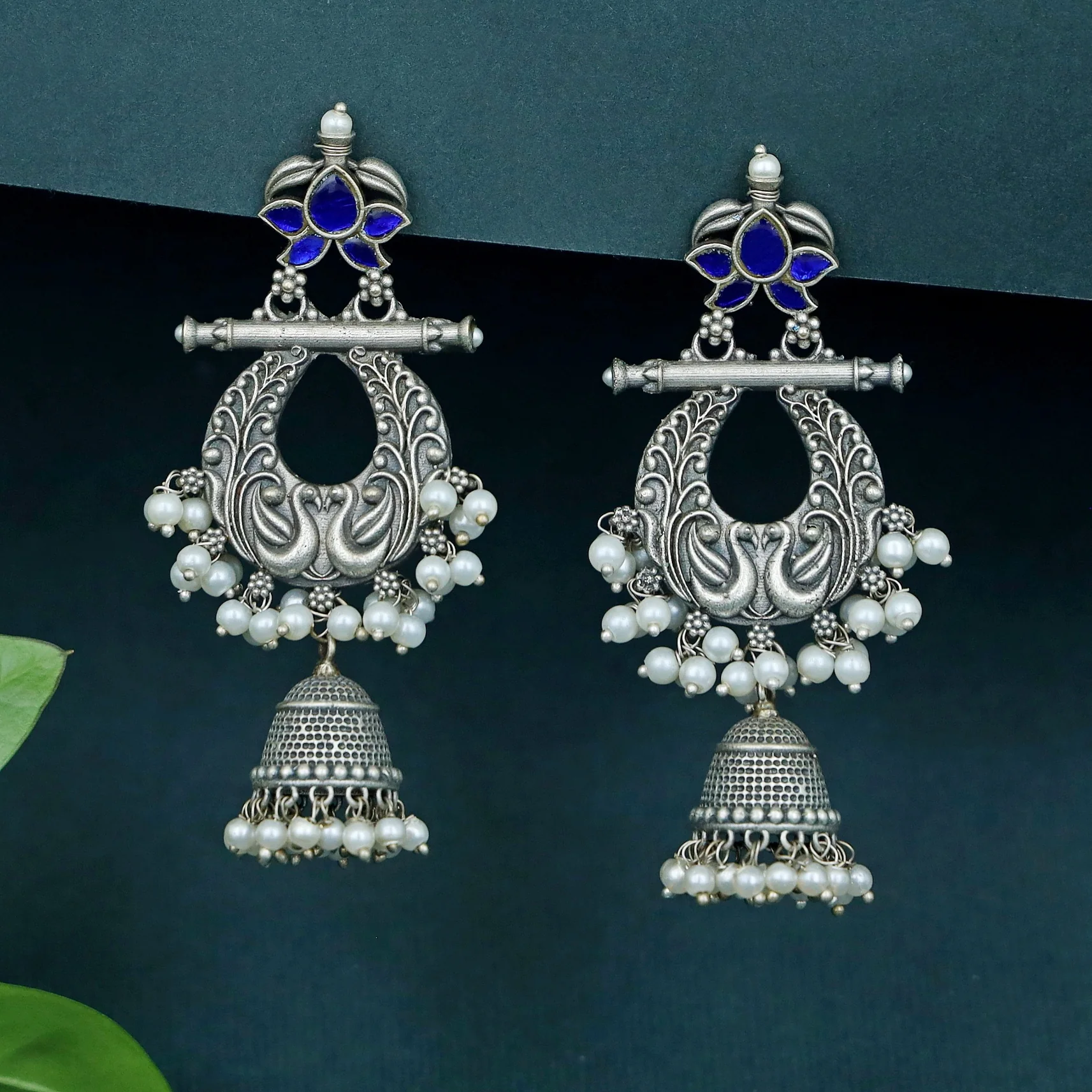 Nadia Cluster Pearl Mayura Jhumka - Image 4