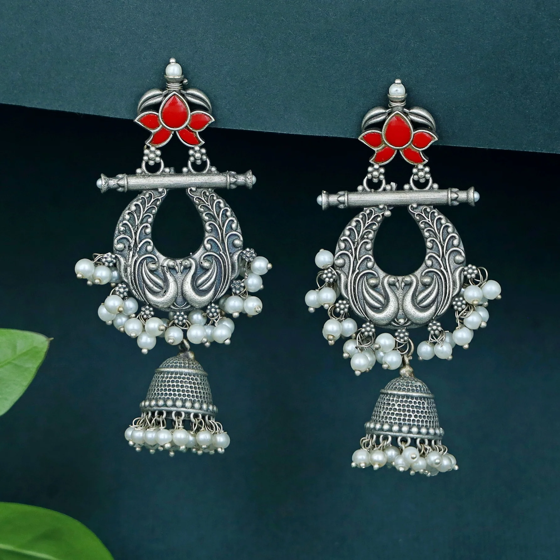 Nadia Cluster Pearl Mayura Jhumka - Image 6