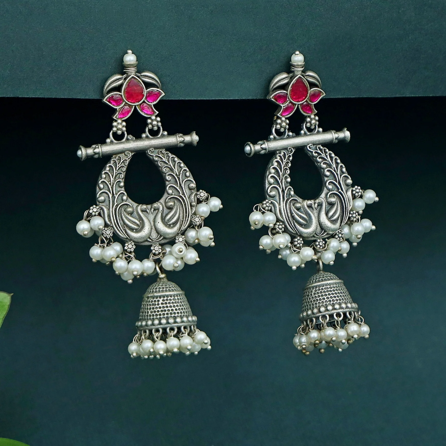 Nadia Cluster Pearl Mayura Jhumka - Image 7
