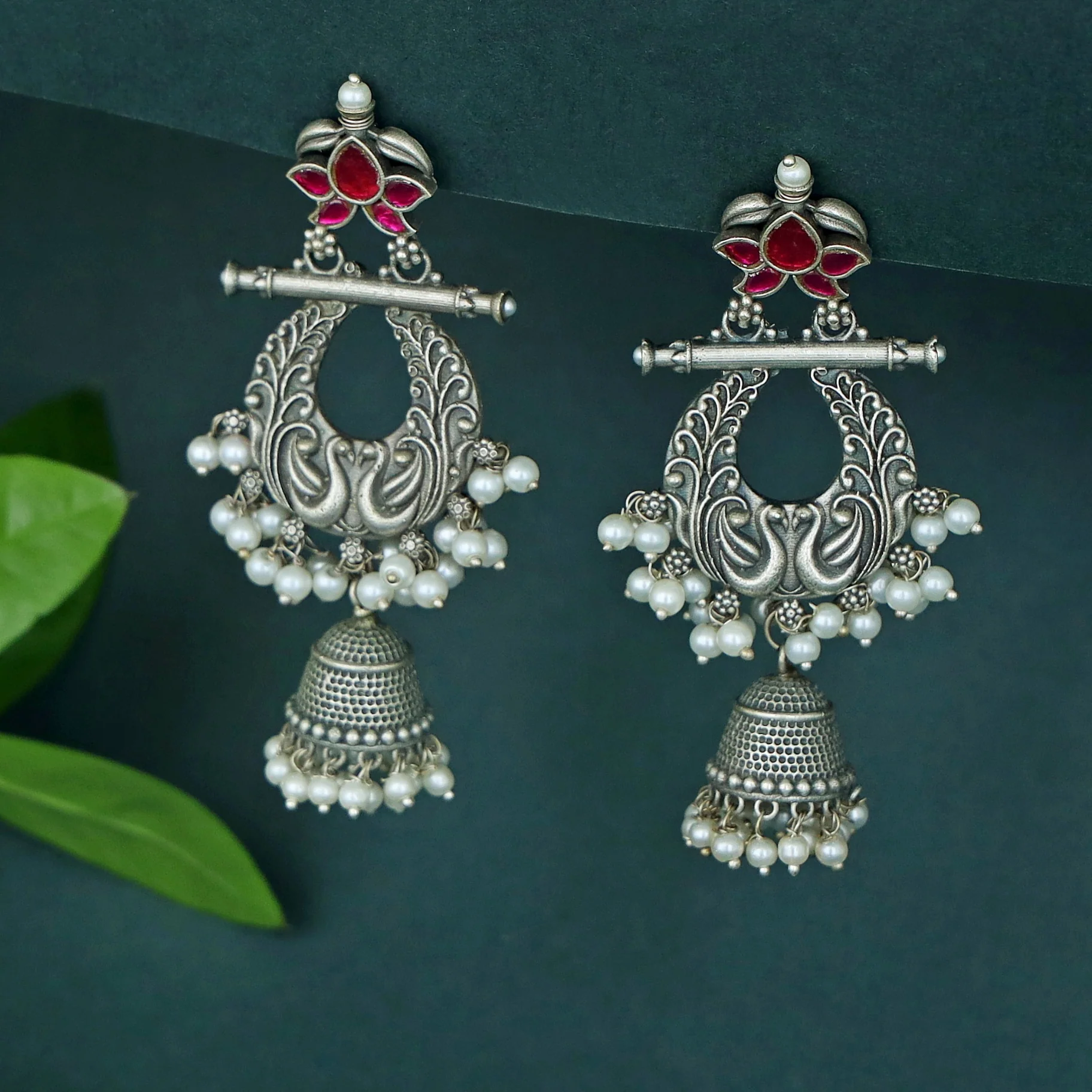 Nadia Cluster Pearl Mayura Jhumka - Image 8