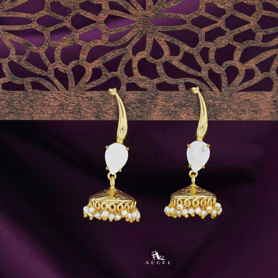 Nadia Glossy Drop Cluster Pearl Jhumka - Image 3