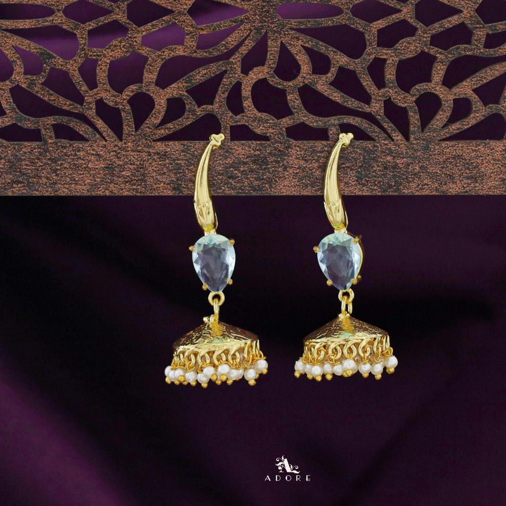 Nadia Glossy Drop Cluster Pearl Jhumka - Image 5