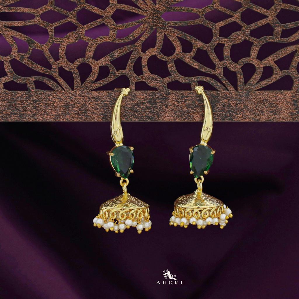 Nadia Glossy Drop Cluster Pearl Jhumka - Image 7