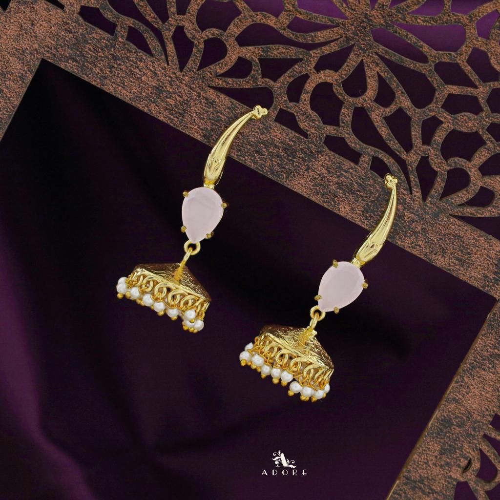 Nadia Glossy Drop Cluster Pearl Jhumka - Image 9