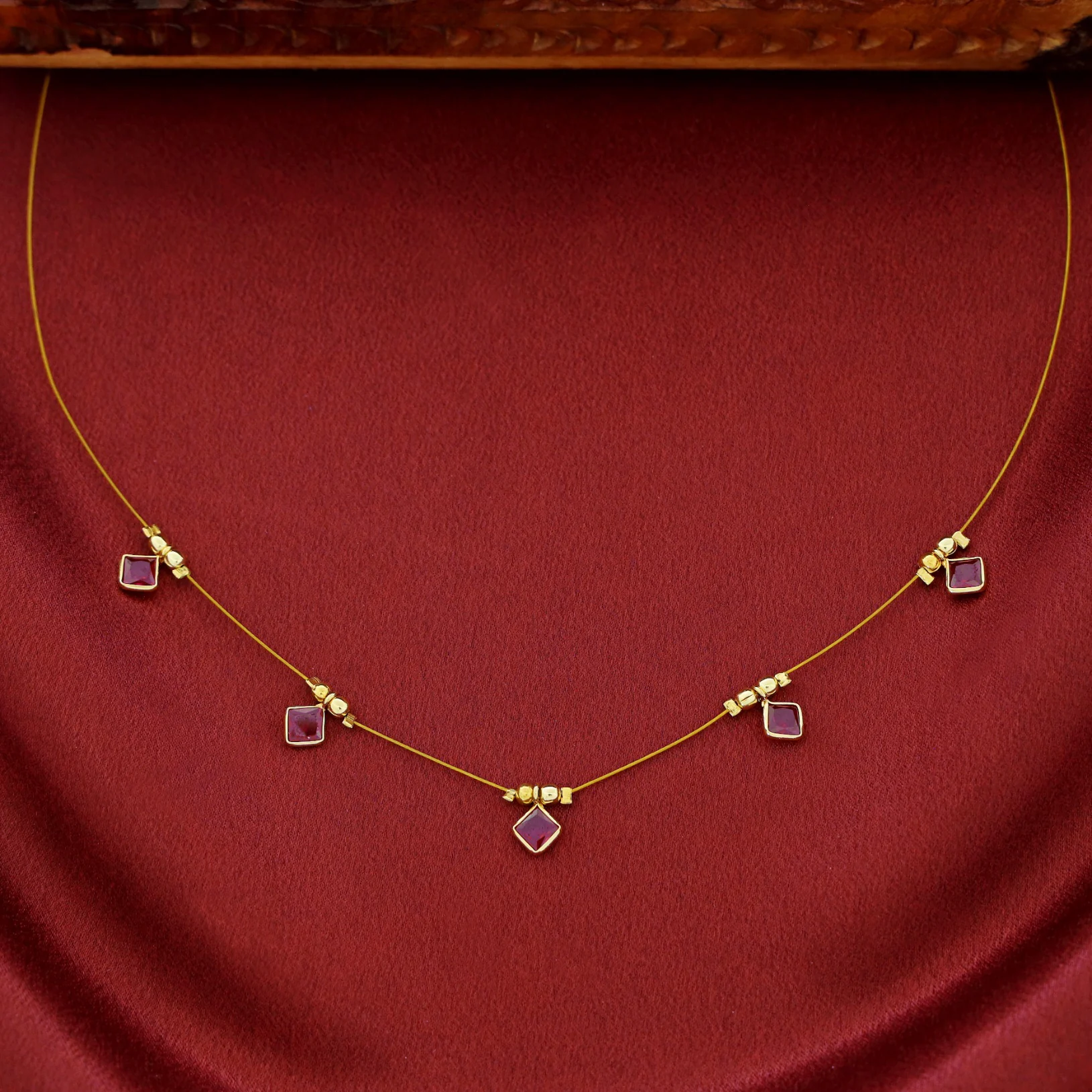 Naima Diamond Glossy Stone String Neckpiece - Image 2