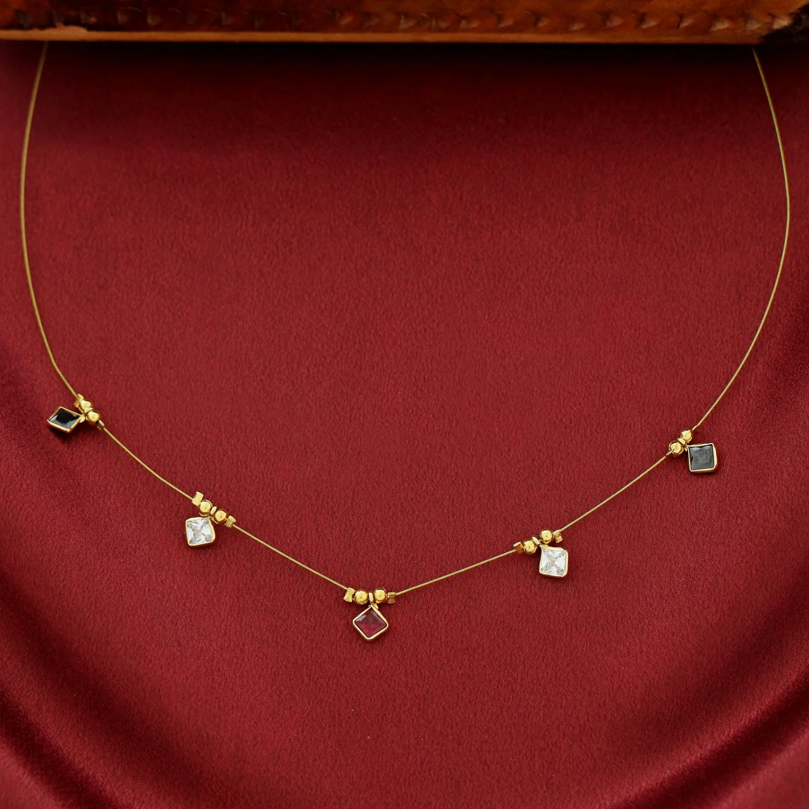 Naima Diamond Glossy Stone String Neckpiece - Image 5