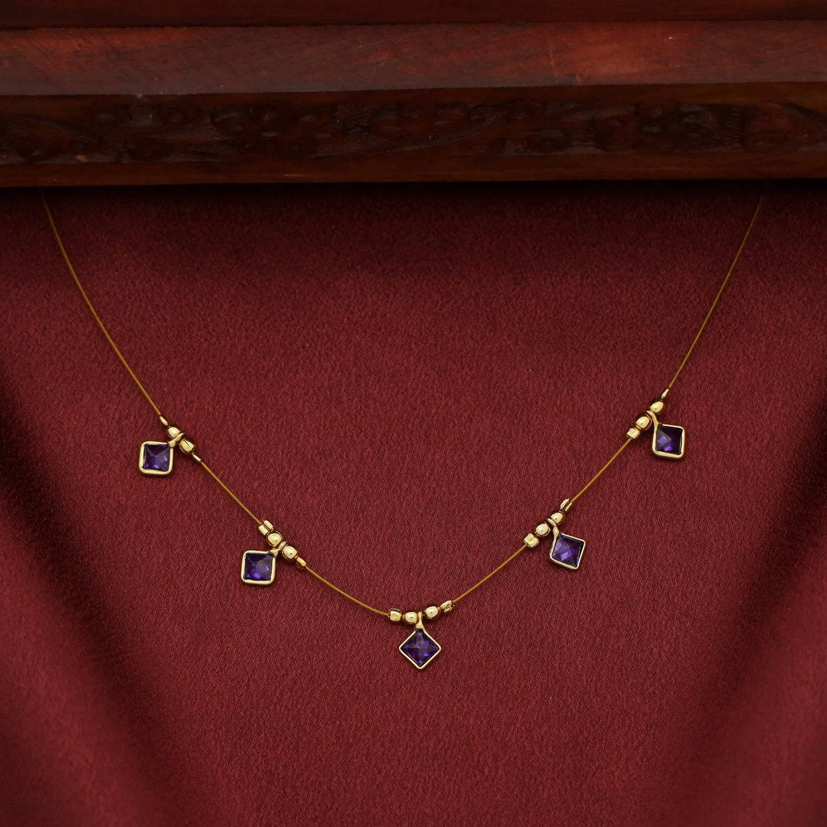 Naima Diamond Glossy Stone String Neckpiece - Image 6