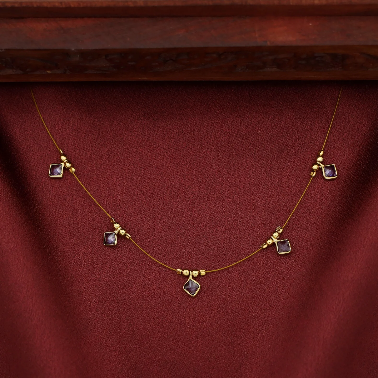 Naima Diamond Glossy Stone String Neckpiece - Image 7