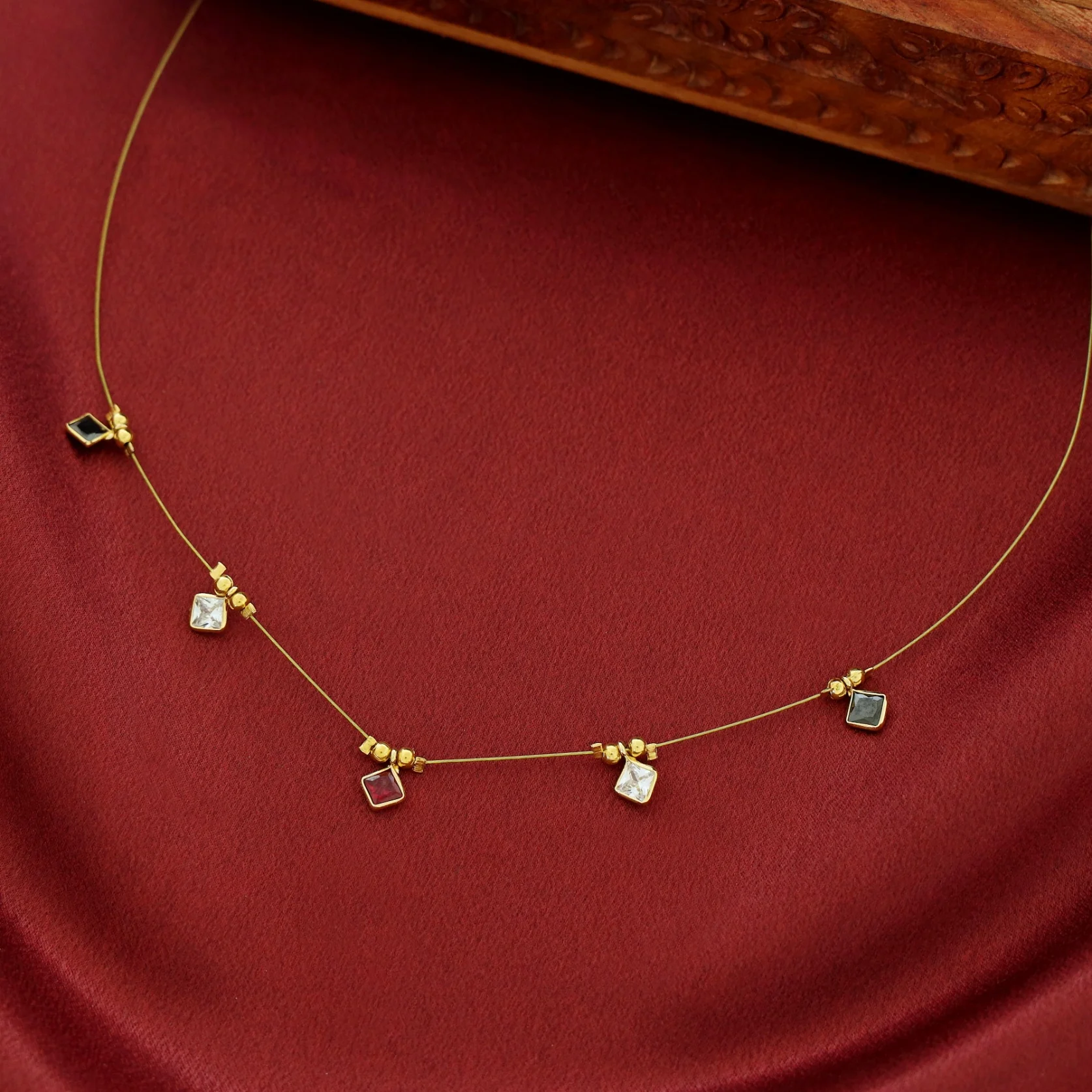Naima Diamond Glossy Stone String Neckpiece - Image 8