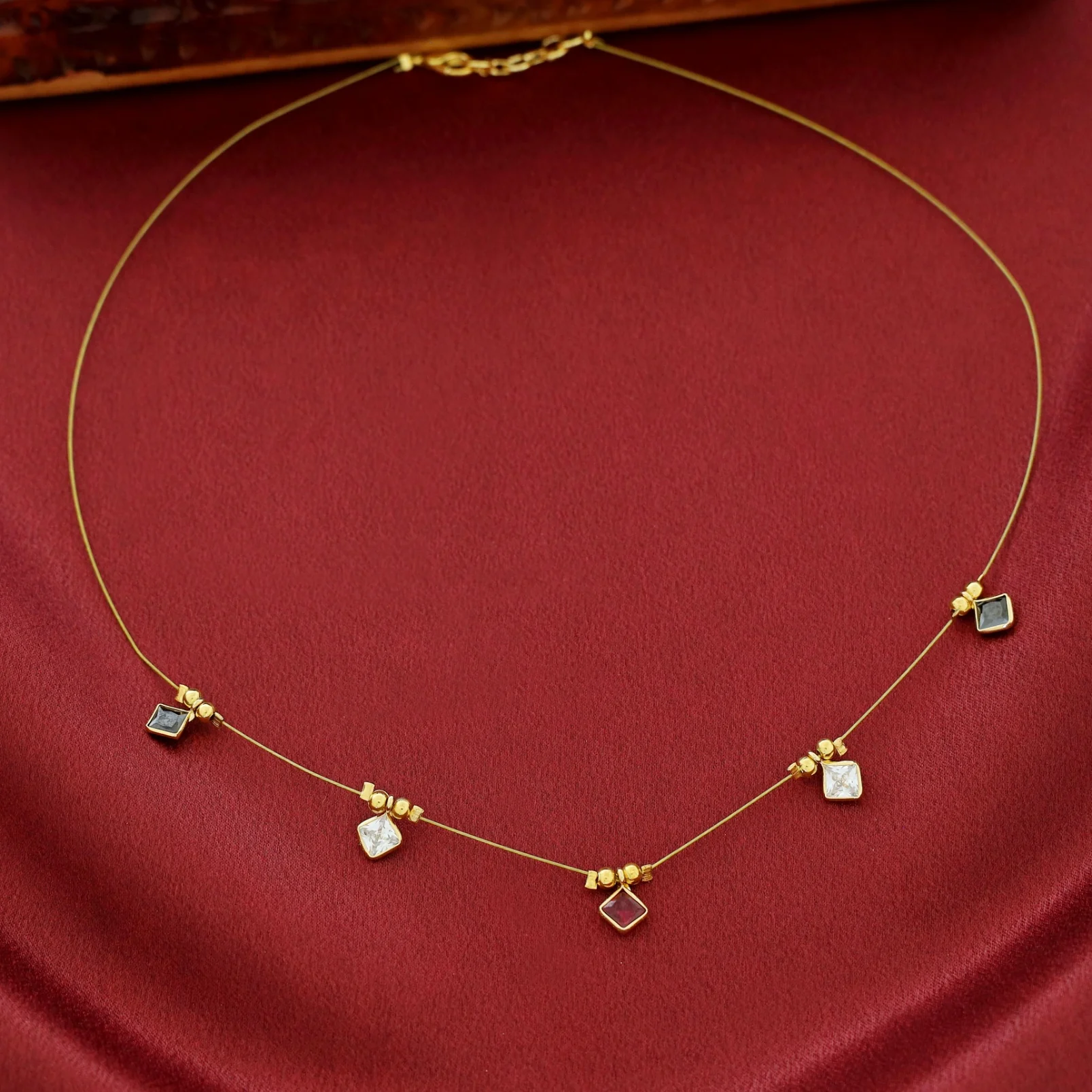 Naima Diamond Glossy Stone String Neckpiece - Image 9