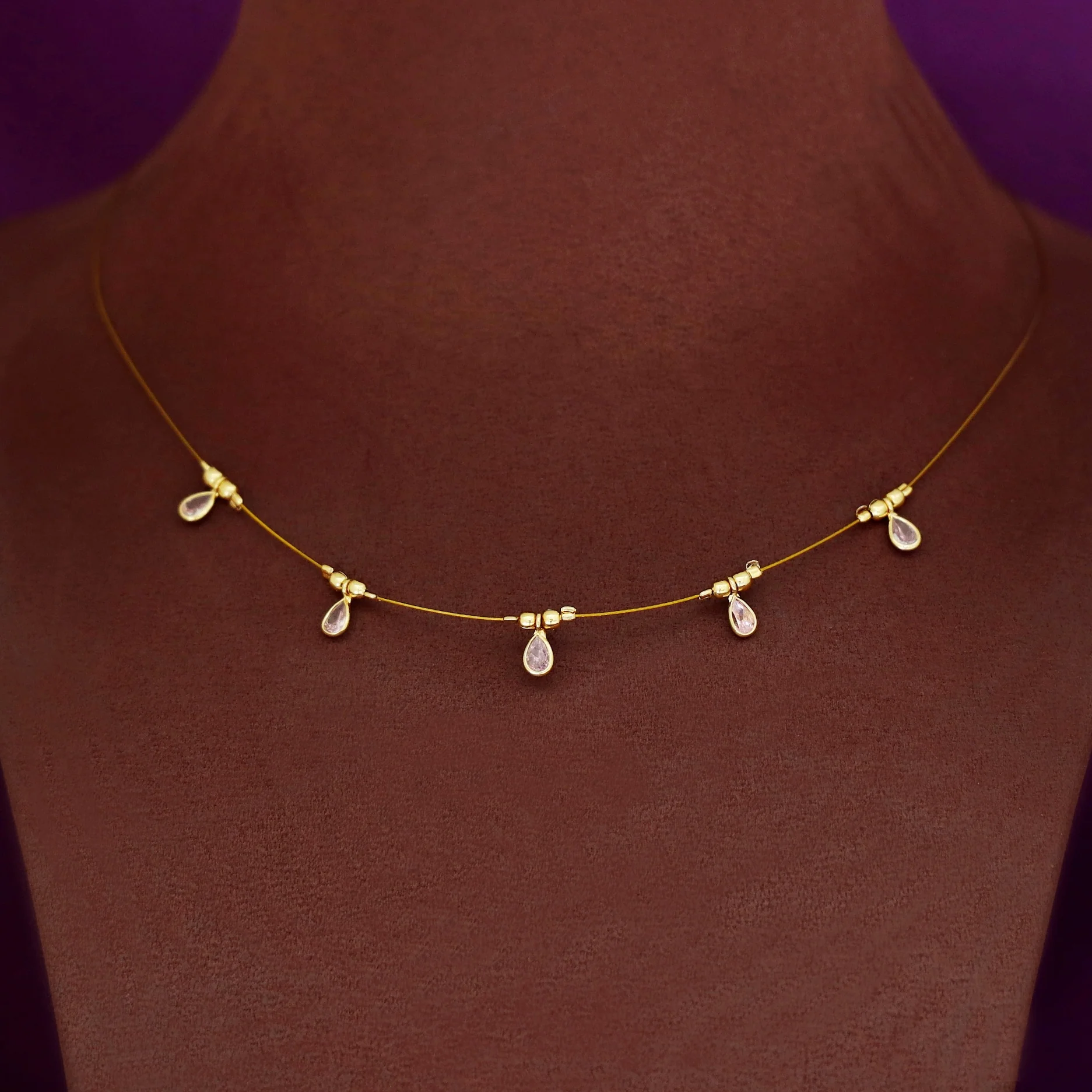 Naima Glossy Stone Drop String Neckpiece - Image 10