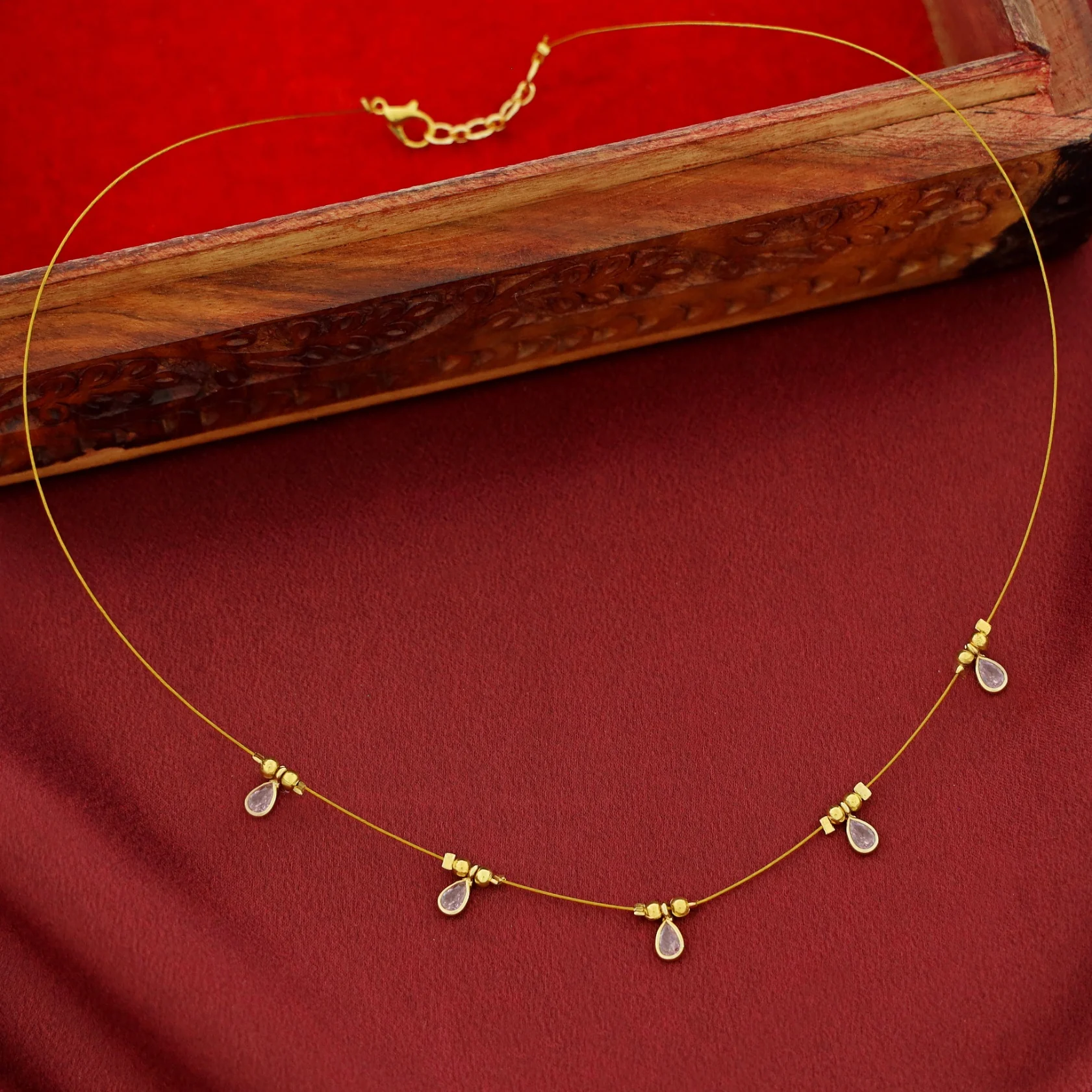 Naima Glossy Stone Drop String Neckpiece - Image 14