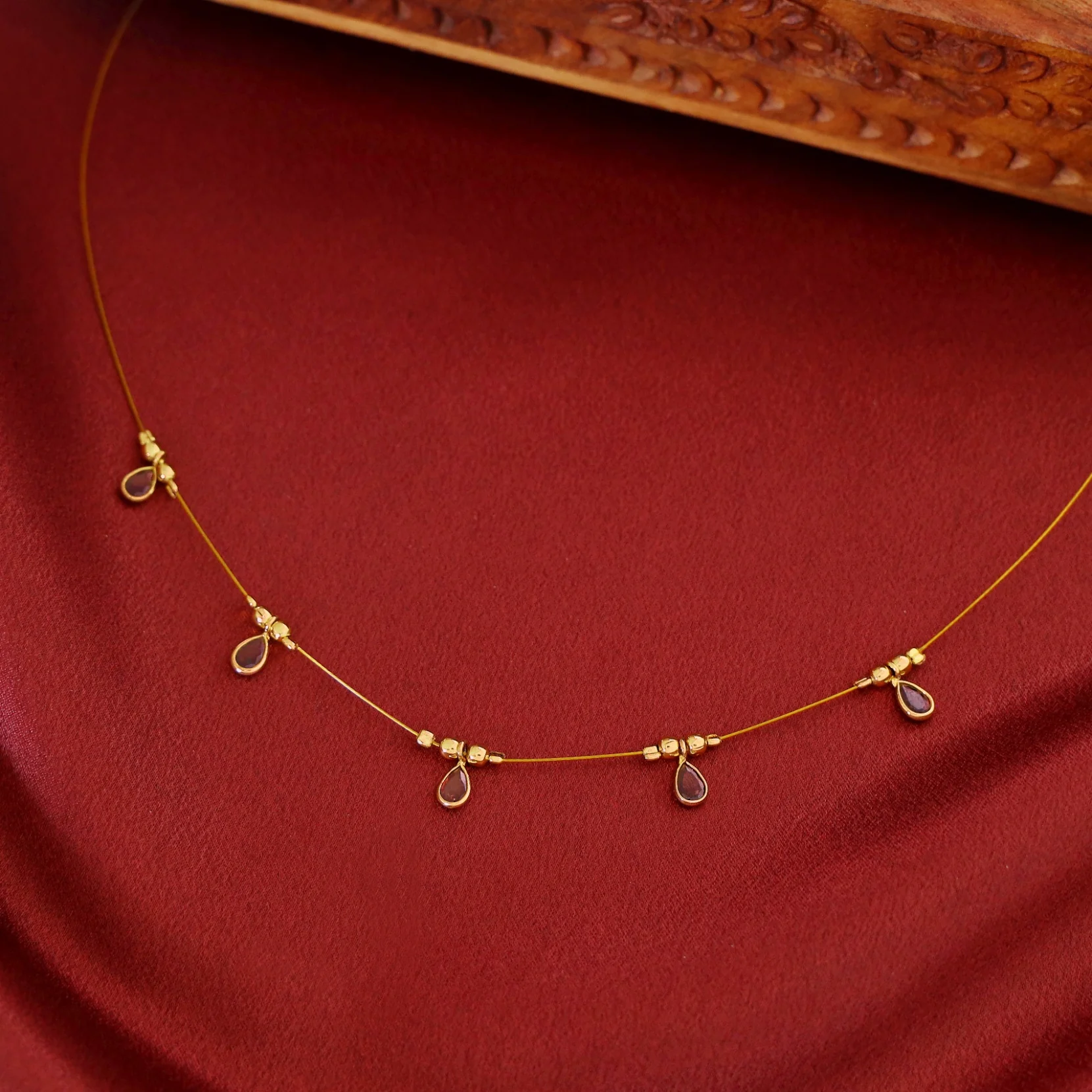 Naima Glossy Stone Drop String Neckpiece - Image 2