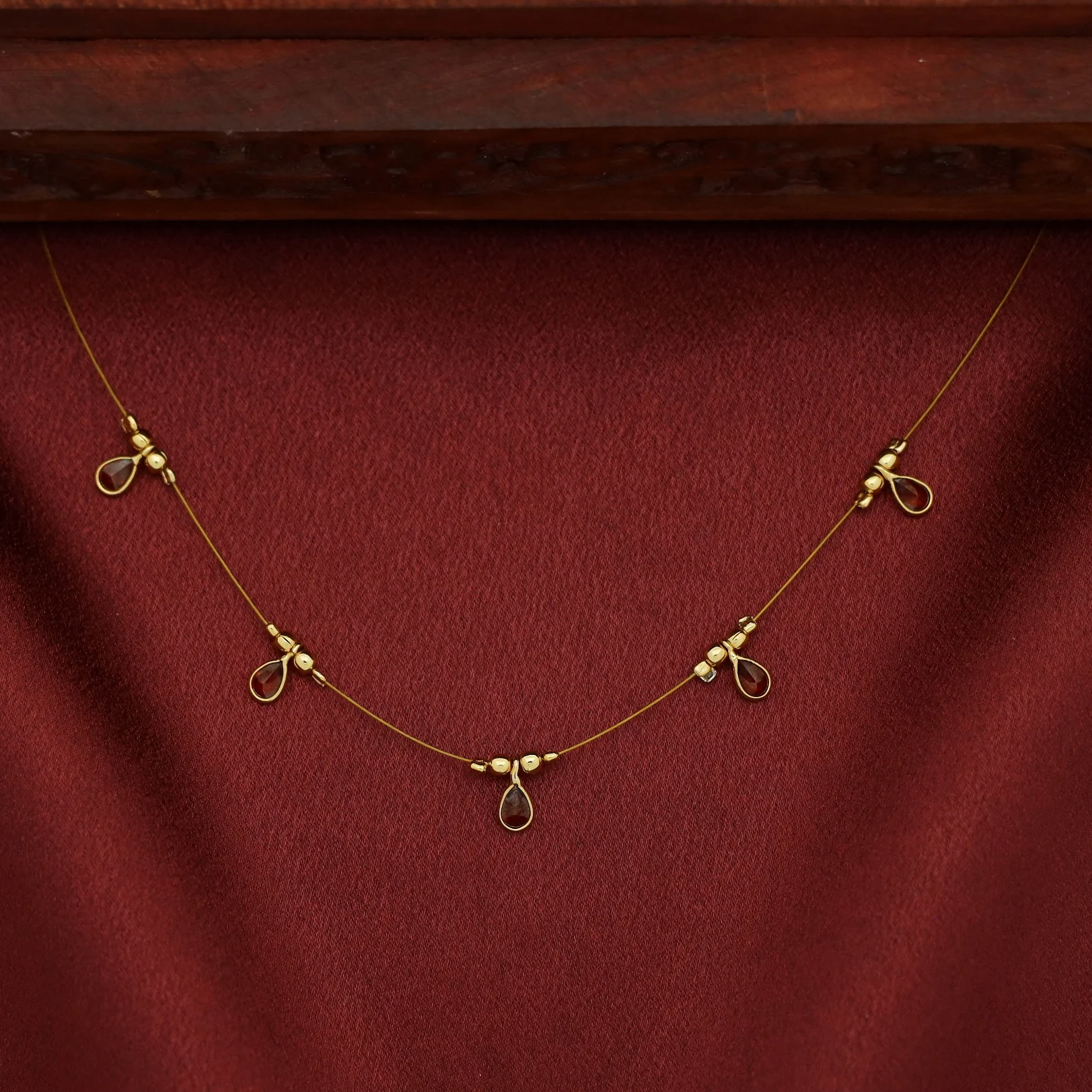 Naima Glossy Stone Drop String Neckpiece - Image 9