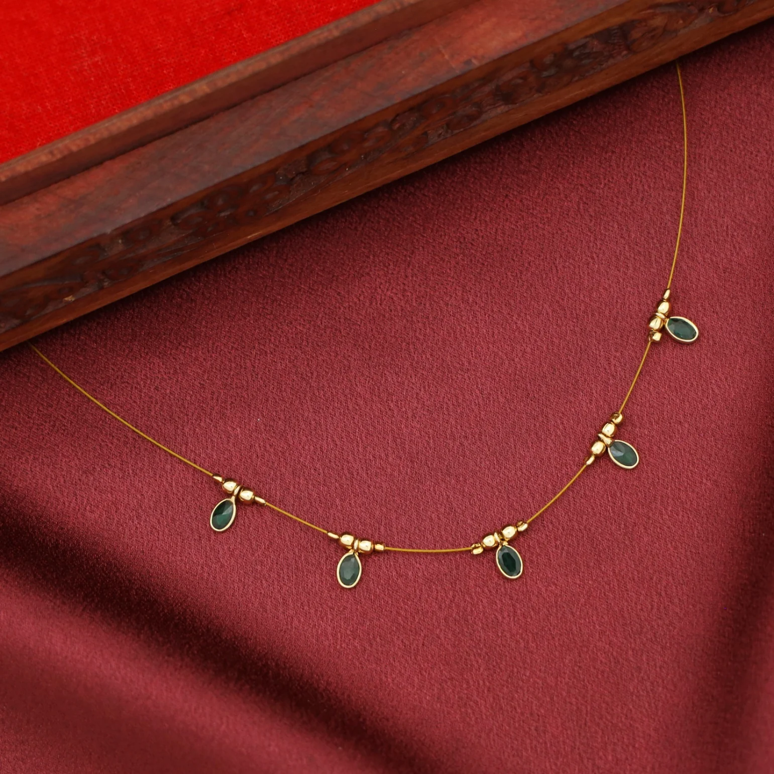 Naima Oval Glossy Stone String Neckpiece - Image 2