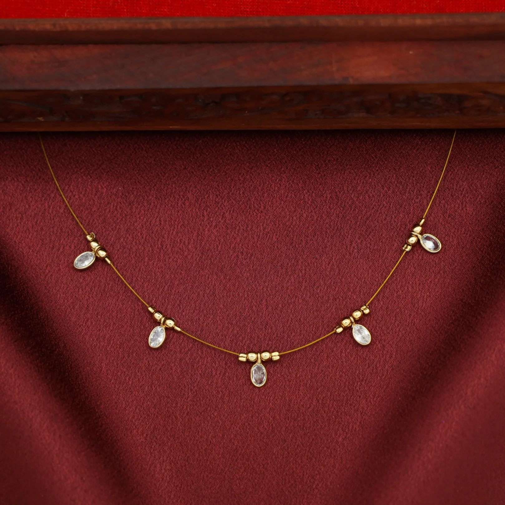 Naima Oval Glossy Stone String Neckpiece - Image 4