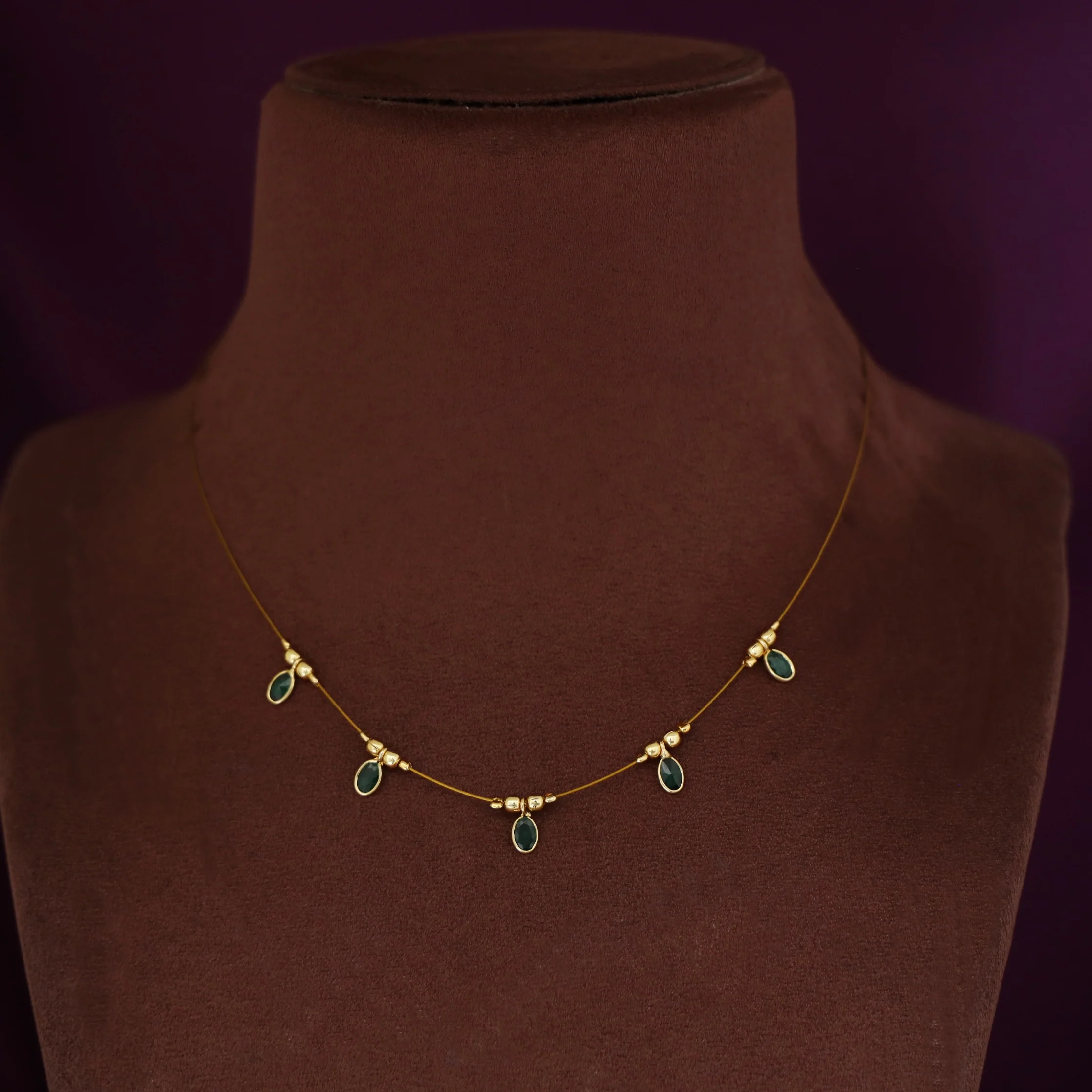 Naima Oval Glossy Stone String Neckpiece - Image 5
