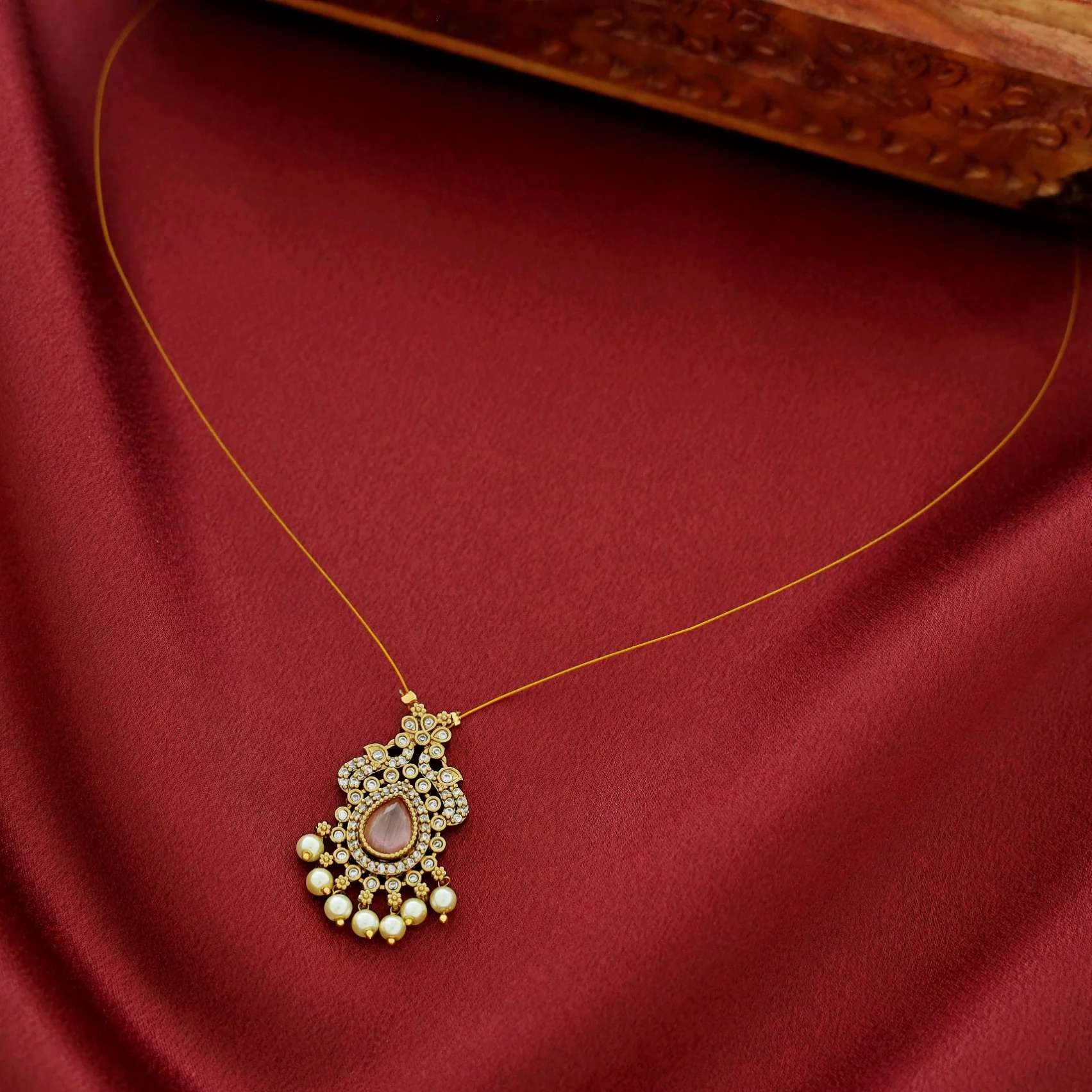 Namrata AD Stone Pearl String Neckpiece - Image 10