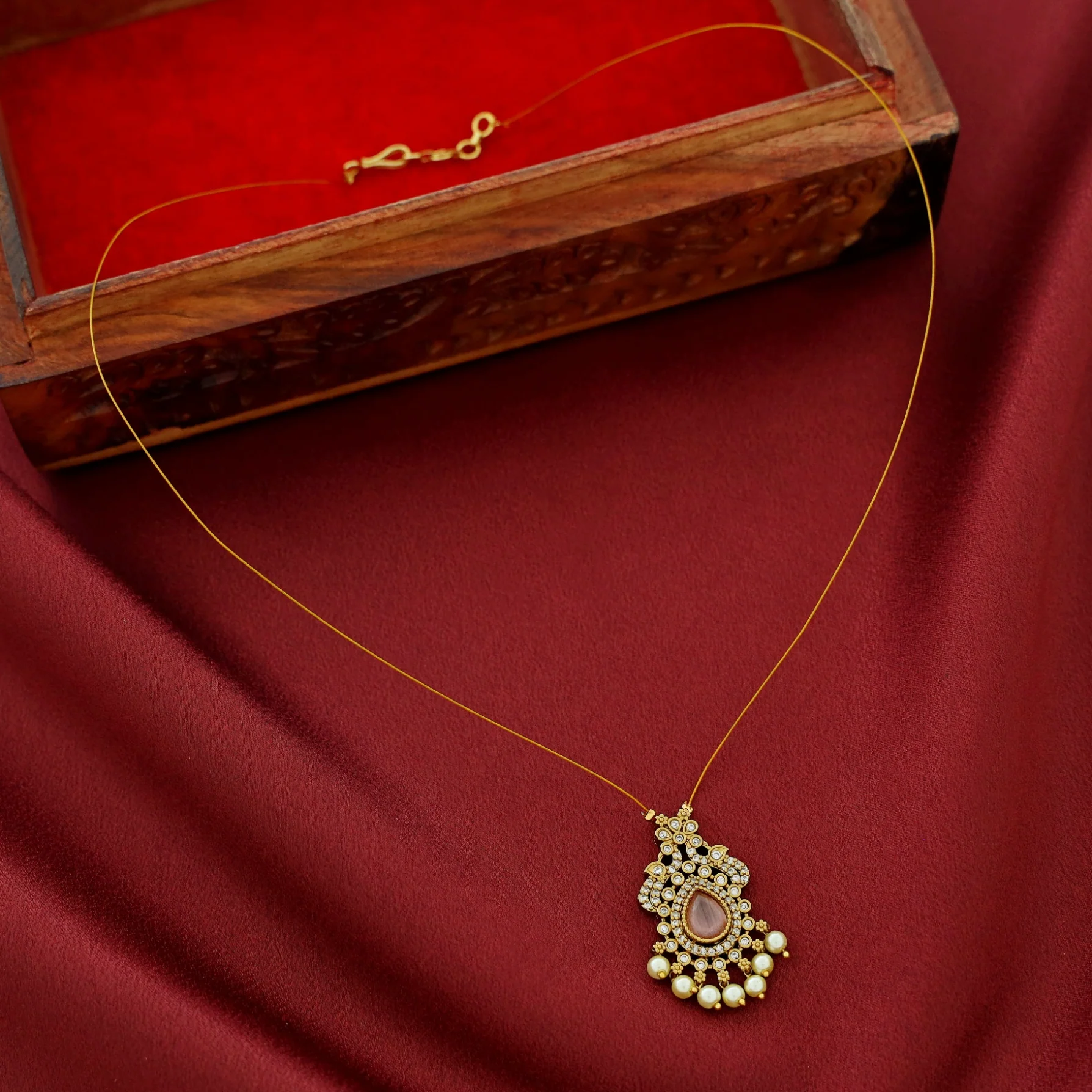 Namrata AD Stone Pearl String Neckpiece - Image 11