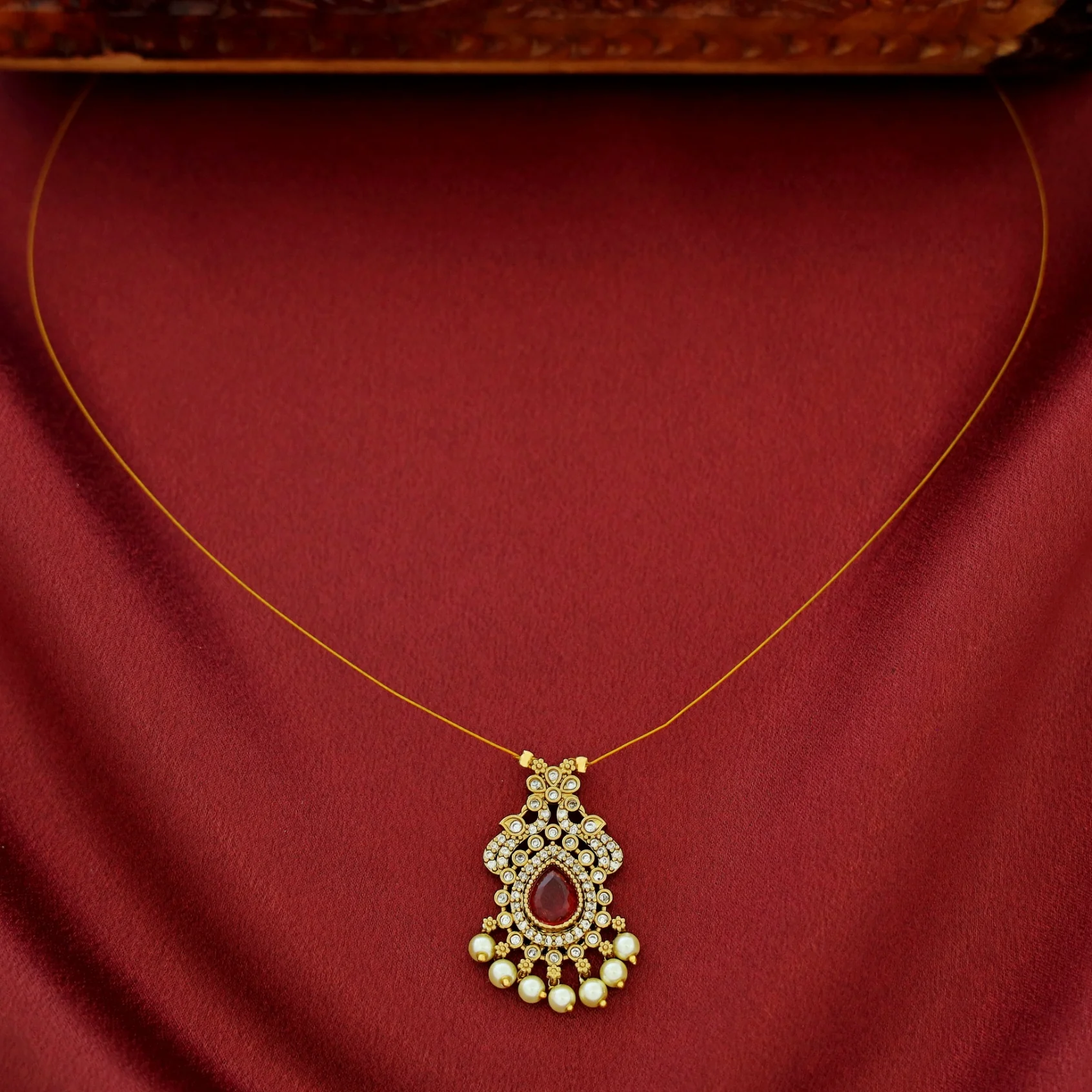 Namrata AD Stone Pearl String Neckpiece - Image 3