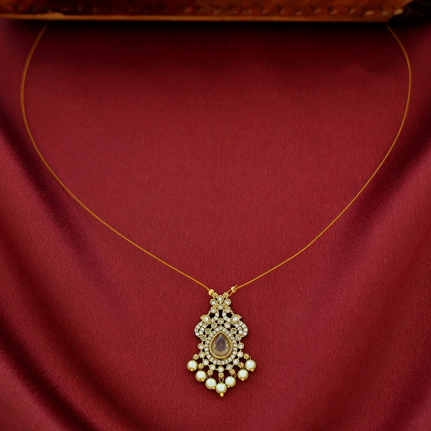 Namrata AD Stone Pearl String Neckpiece - Image 7