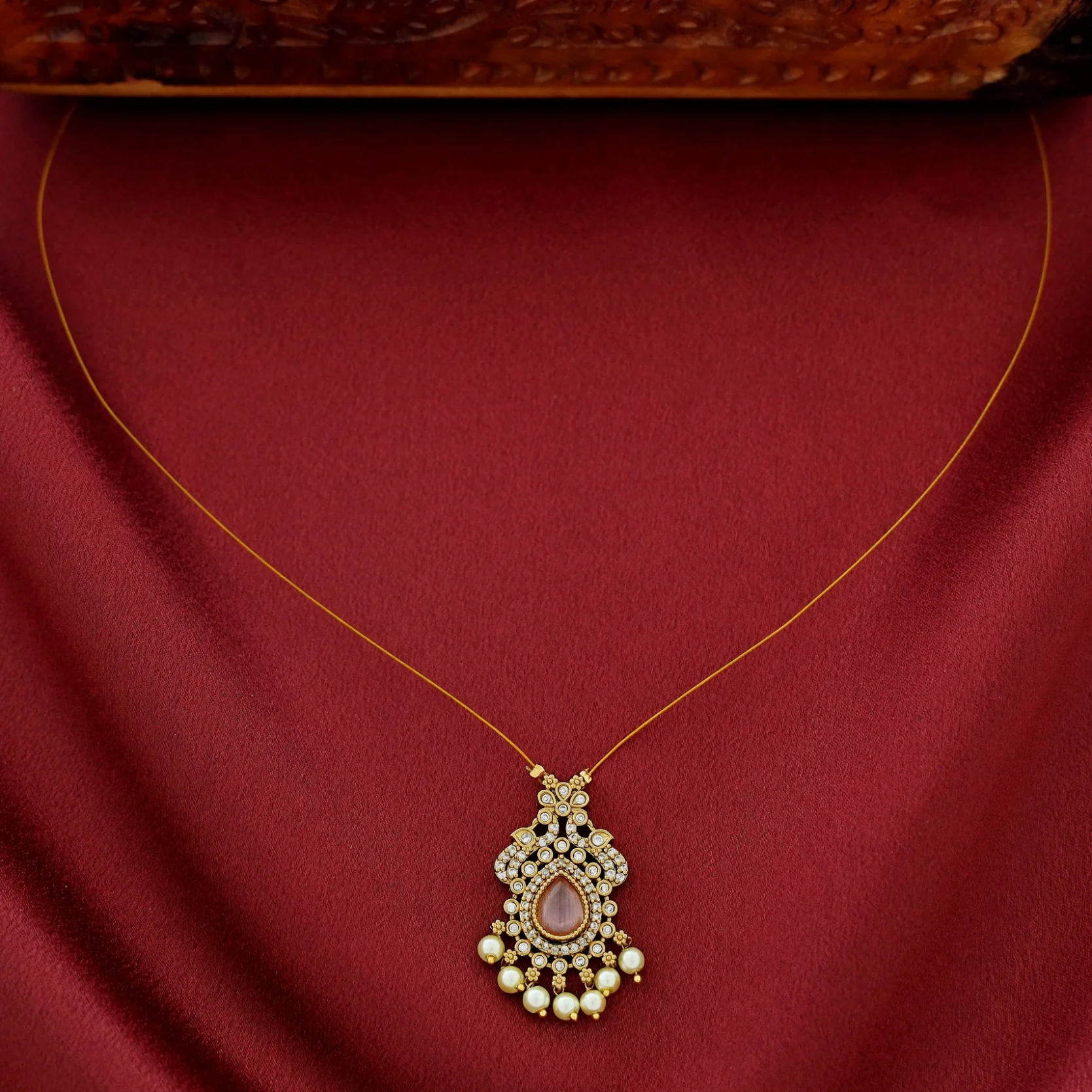Namrata AD Stone Pearl String Neckpiece - Image 8