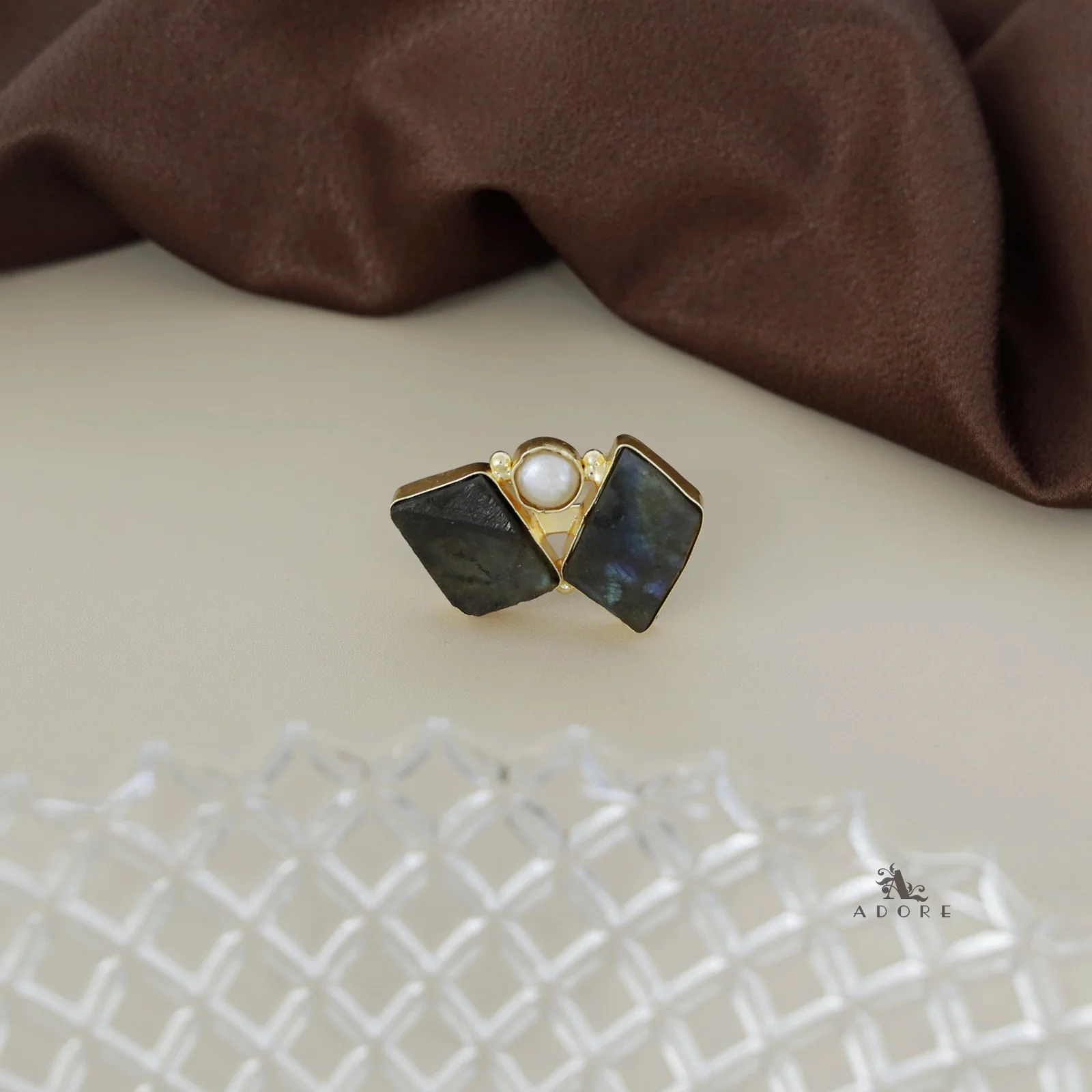 Namya Dual Raw Stone Pearl Ring - Image 10