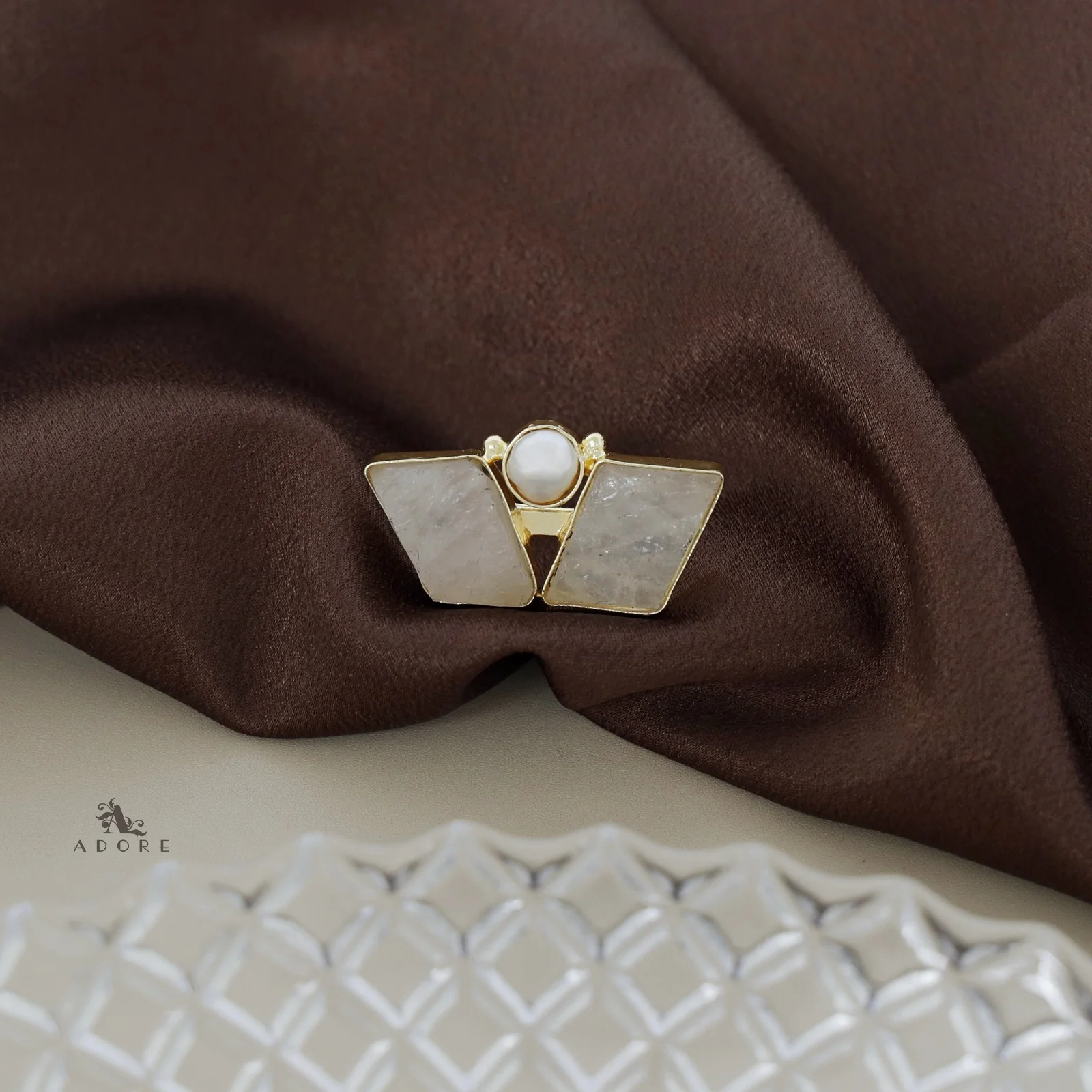 Namya Dual Raw Stone Pearl Ring - Image 11