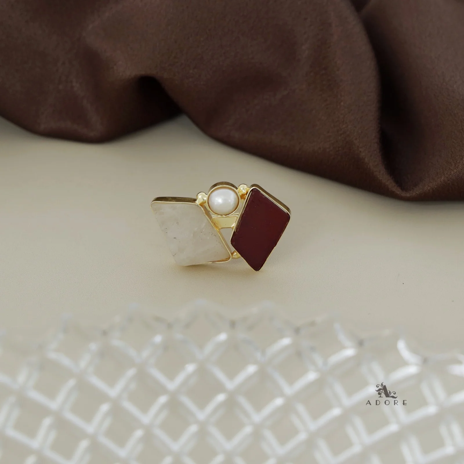 Namya Dual Raw Stone Pearl Ring - Image 14