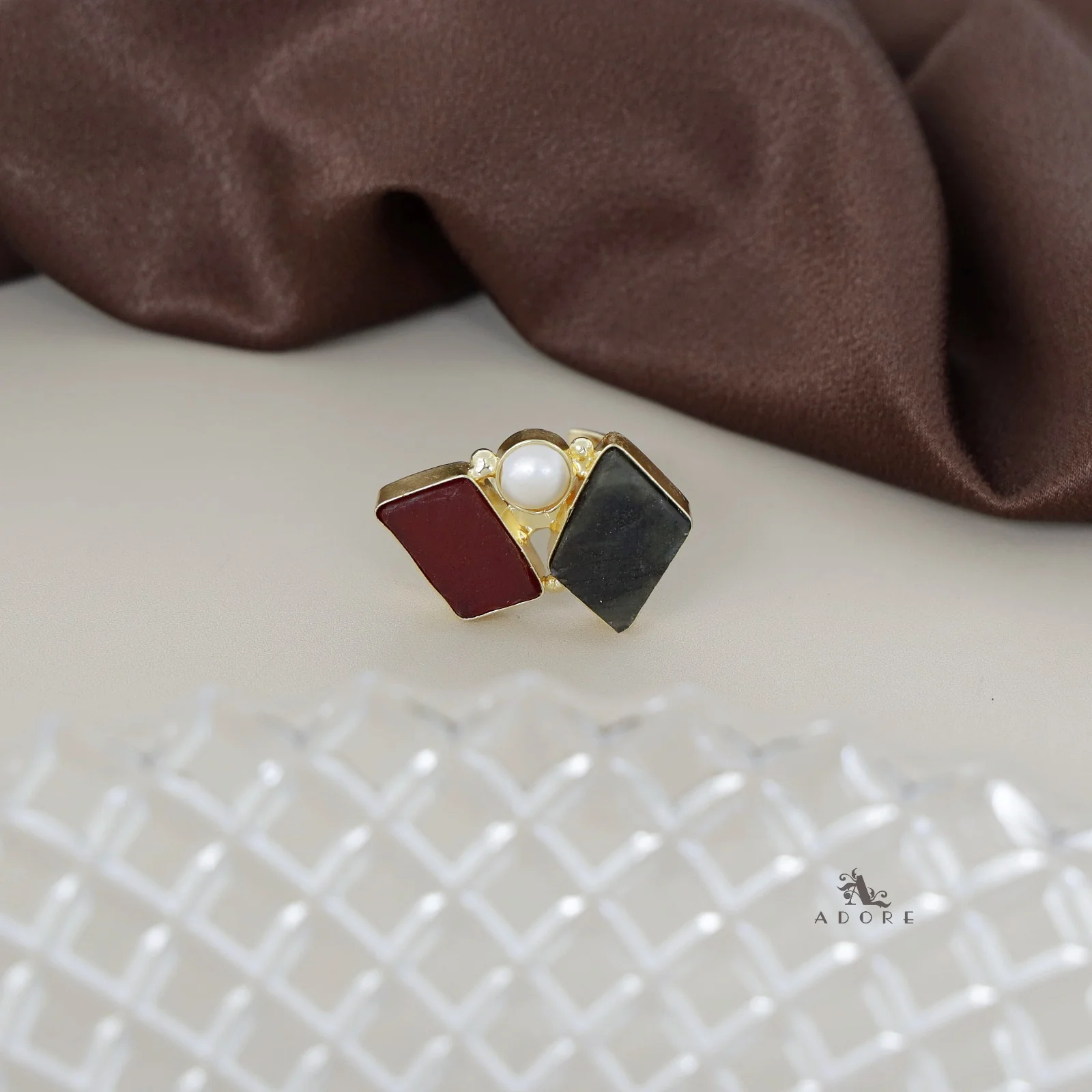 Namya Dual Raw Stone Pearl Ring - Image 15