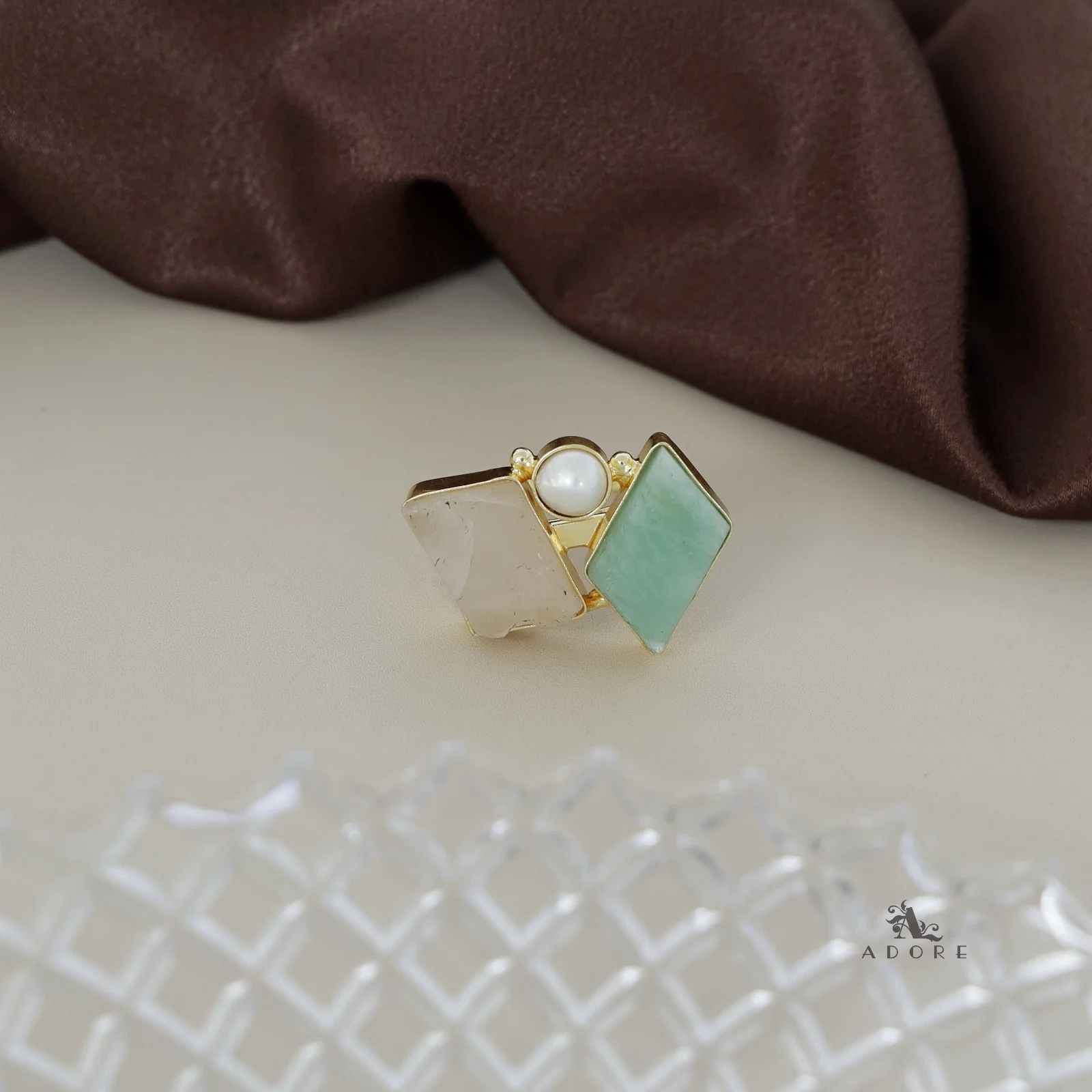 Namya Dual Raw Stone Pearl Ring - Image 16