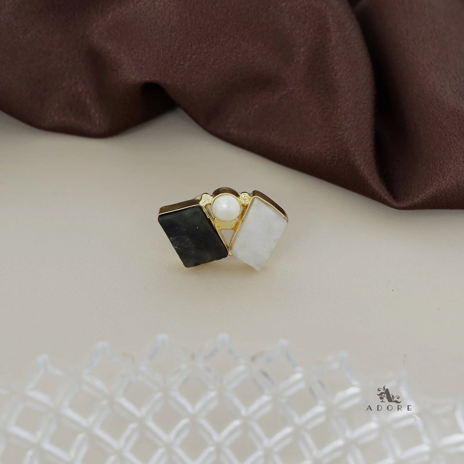 Namya Dual Raw Stone Pearl Ring - Image 17