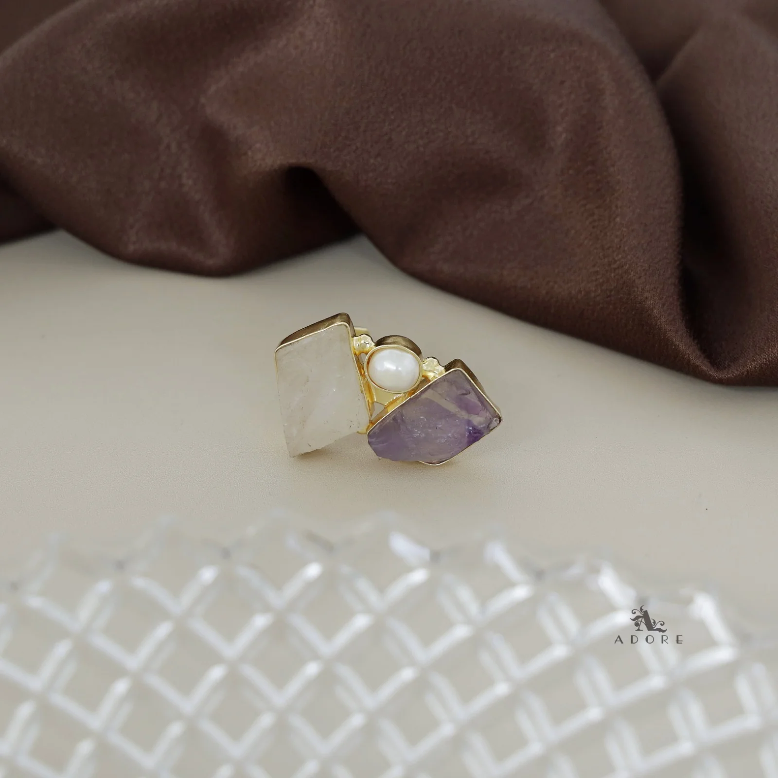 Namya Dual Raw Stone Pearl Ring - Image 18