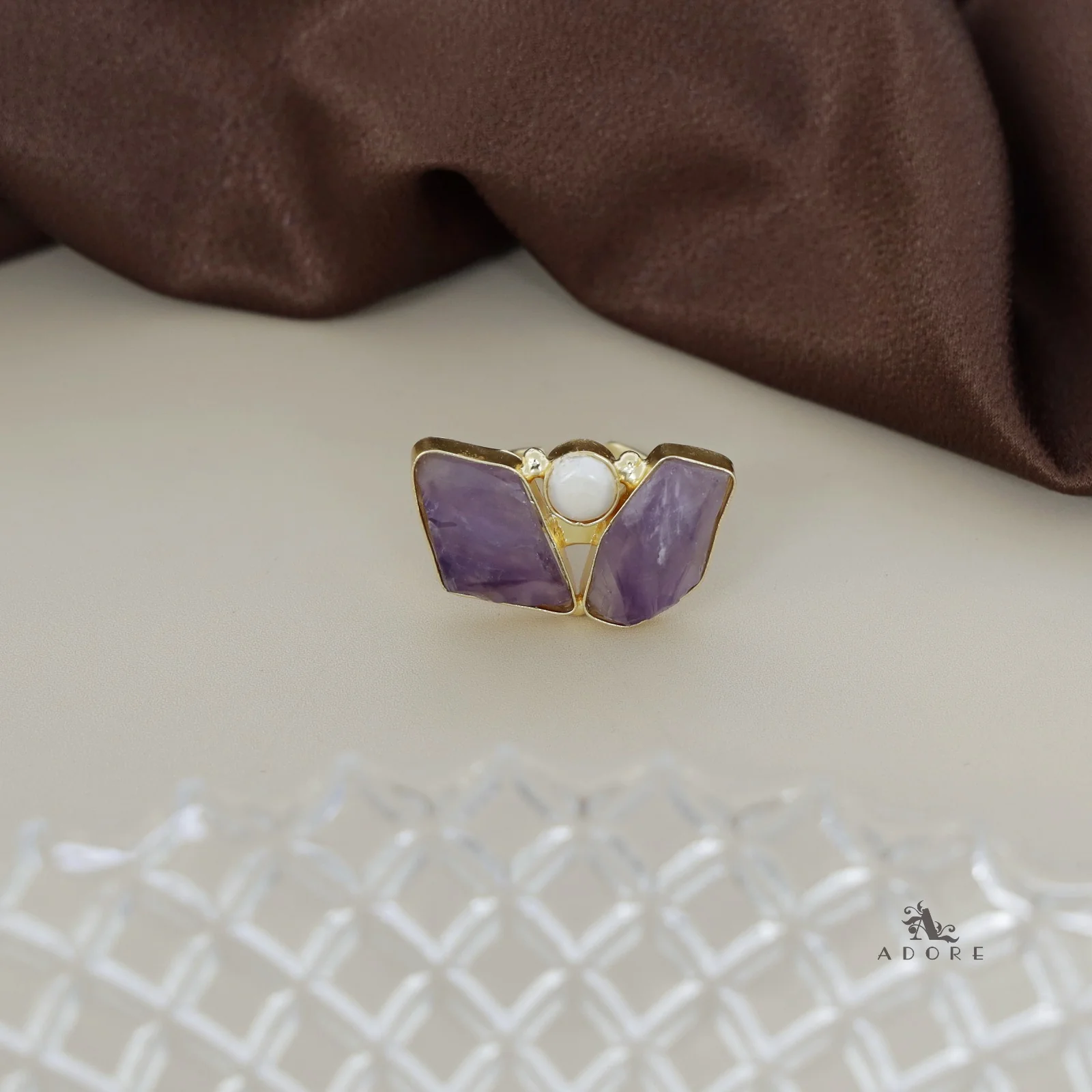 Namya Dual Raw Stone Pearl Ring - Image 2