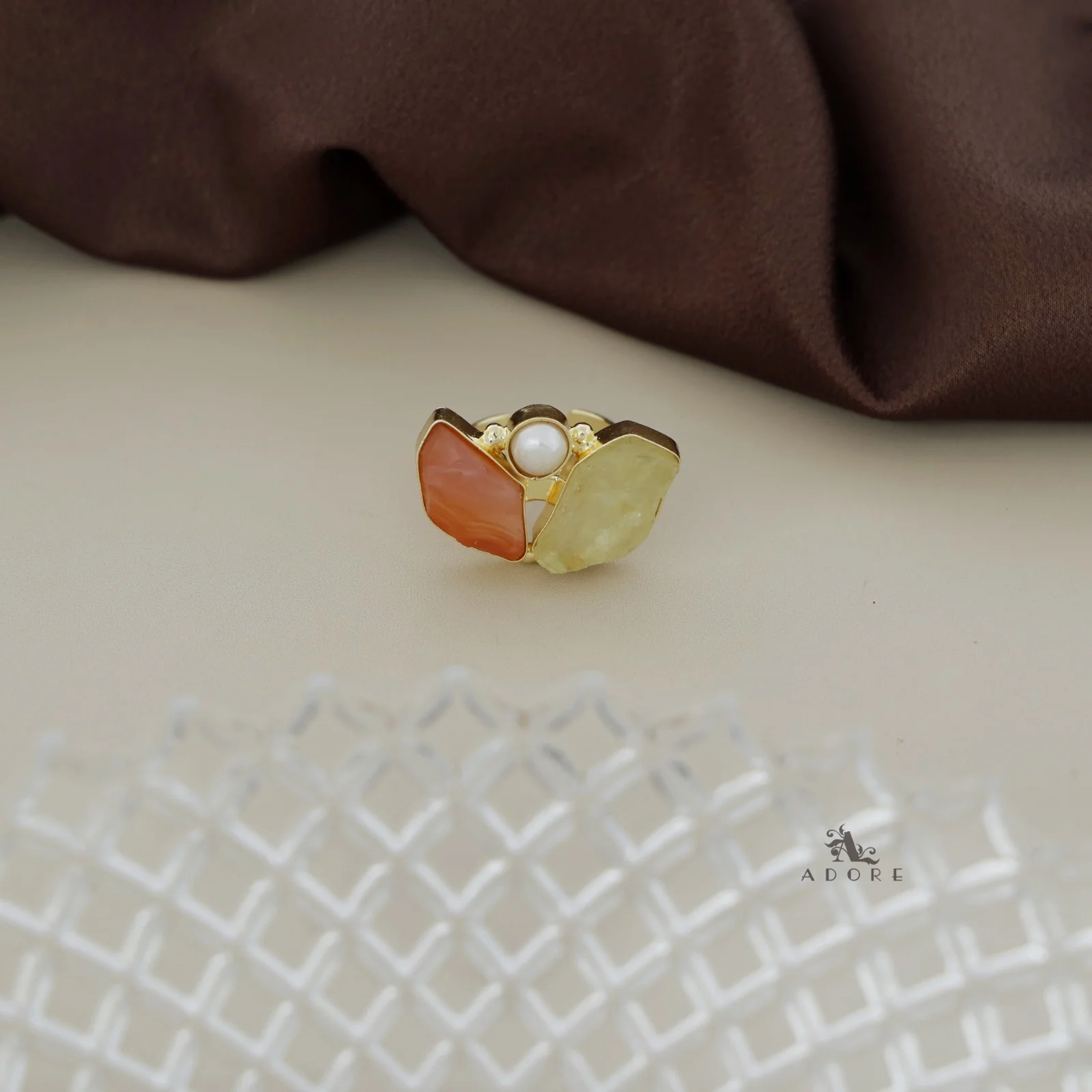 Namya Dual Raw Stone Pearl Ring - Image 23