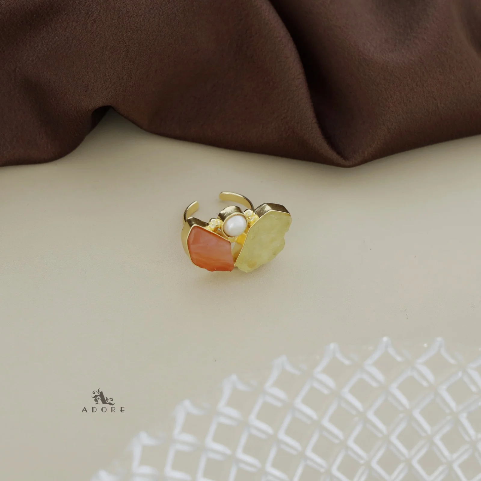 Namya Dual Raw Stone Pearl Ring - Image 24