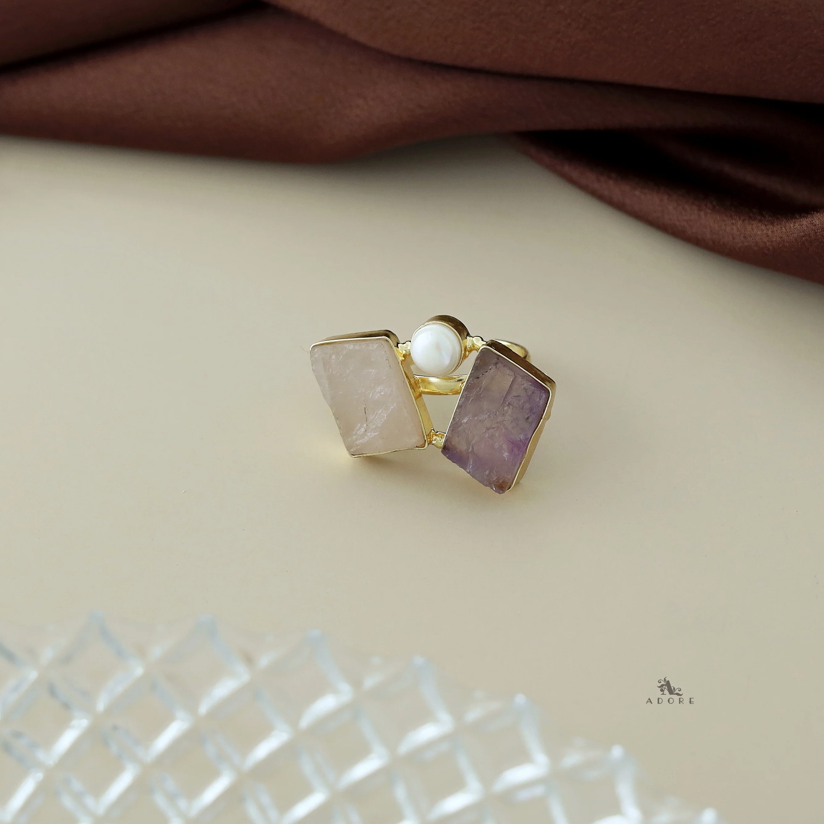 Namya Dual Raw Stone Pearl Ring - Image 26