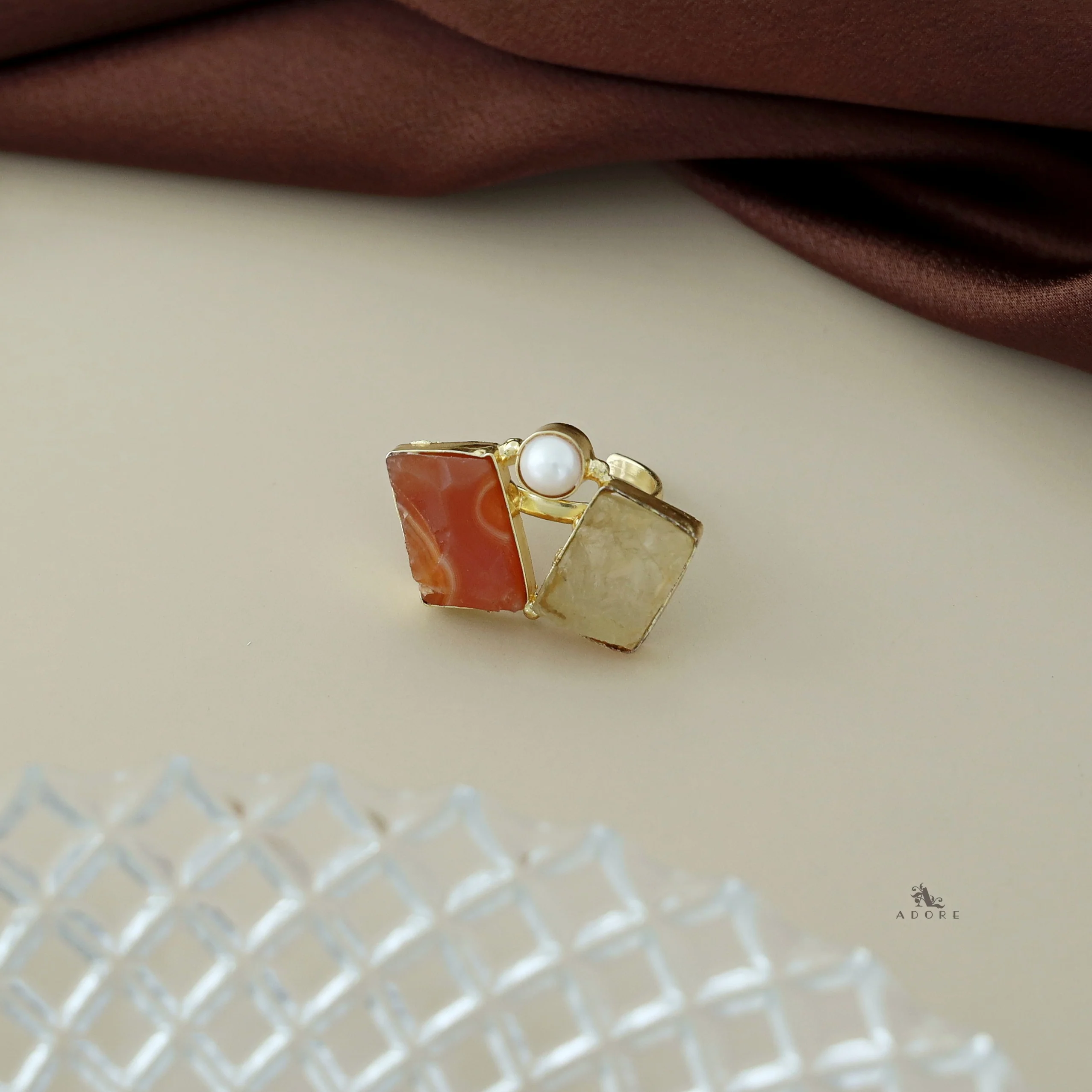 Namya Dual Raw Stone Pearl Ring - Image 27