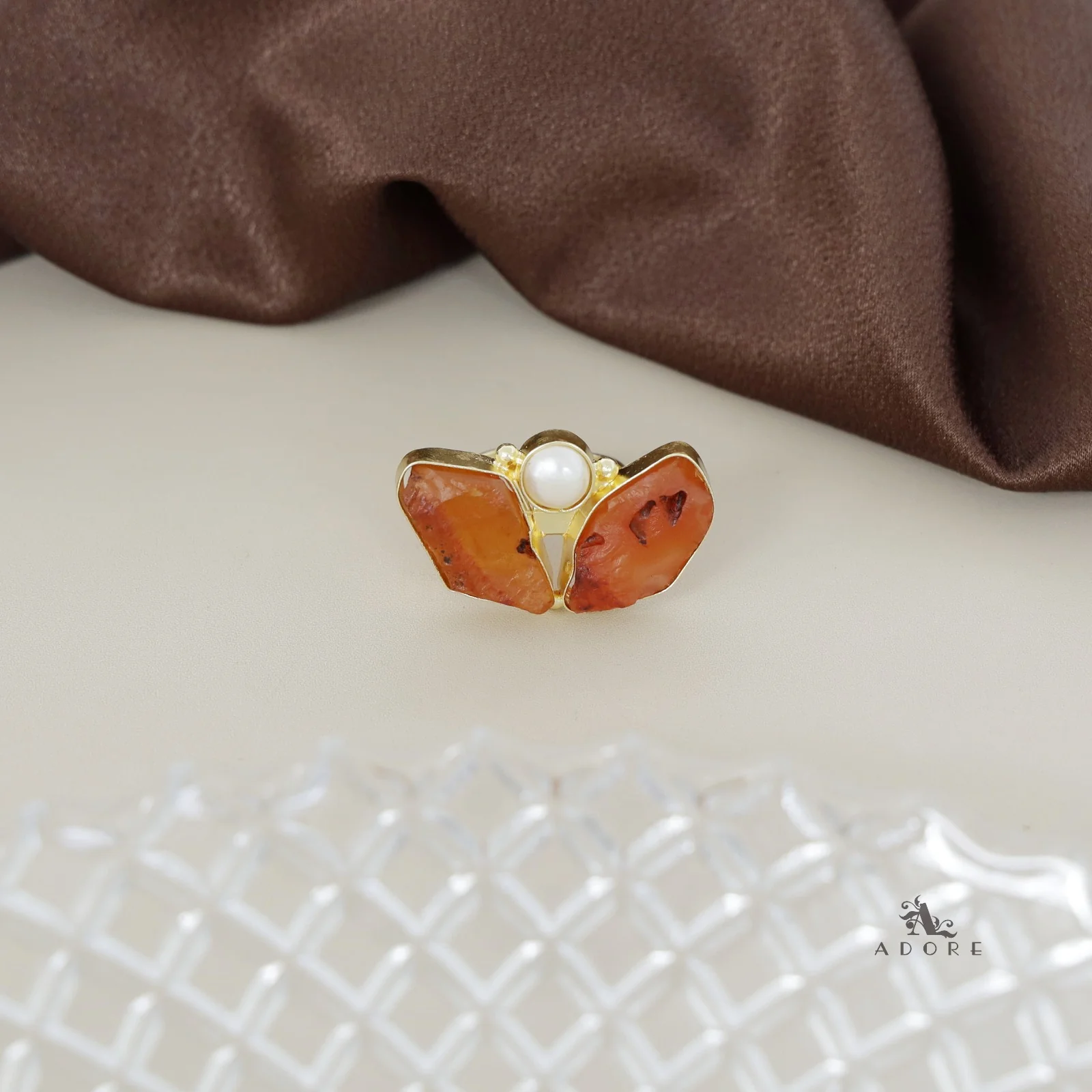 Namya Dual Raw Stone Pearl Ring - Image 4