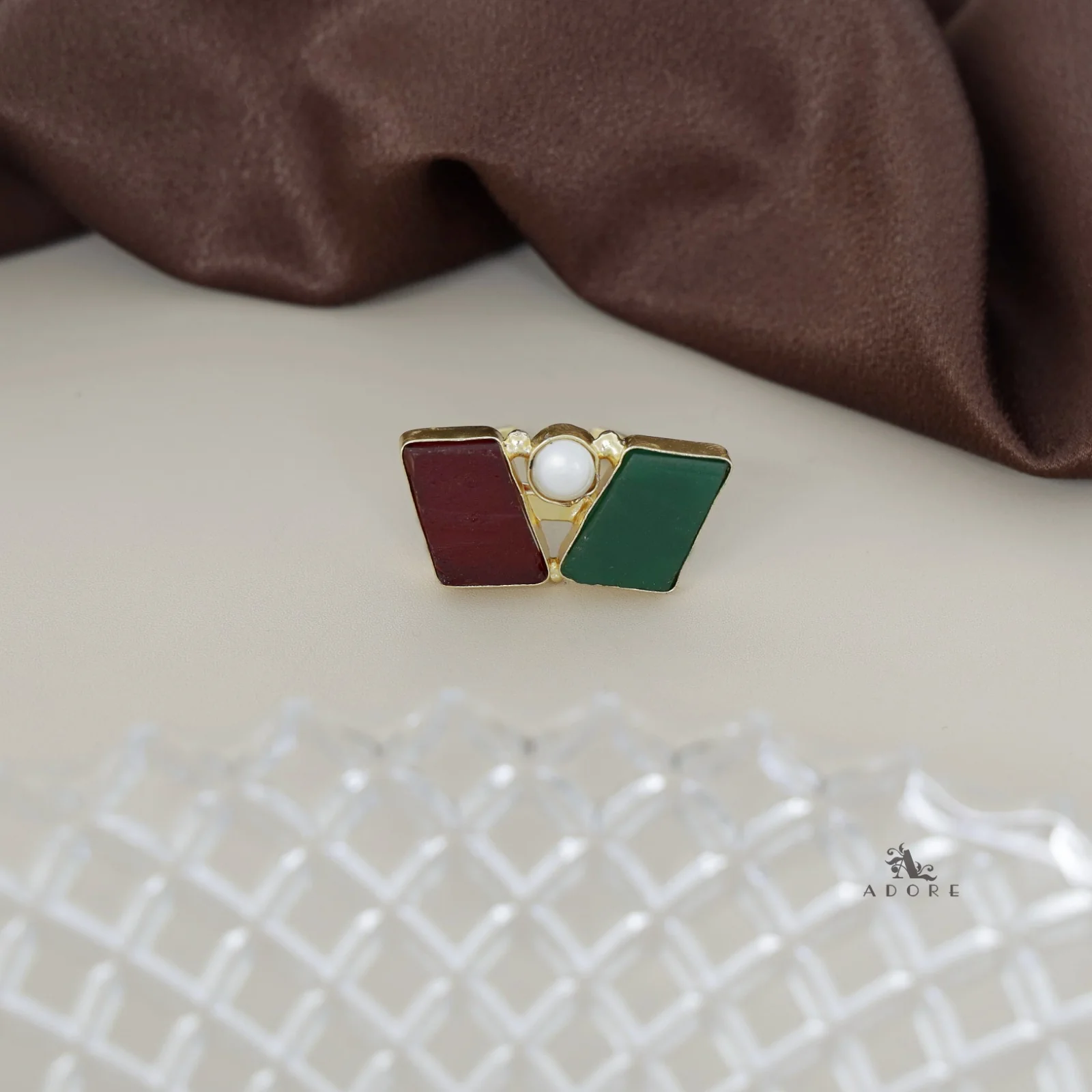 Namya Dual Raw Stone Pearl Ring - Image 5