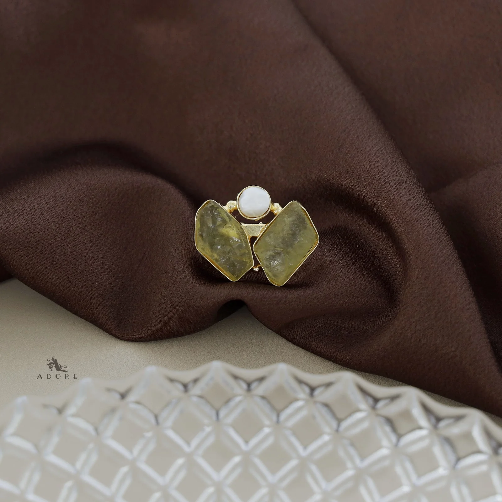 Namya Dual Raw Stone Pearl Ring - Image 6