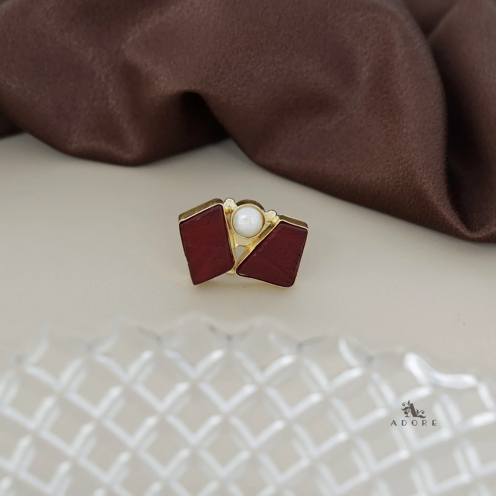 Namya Dual Raw Stone Pearl Ring - Image 7