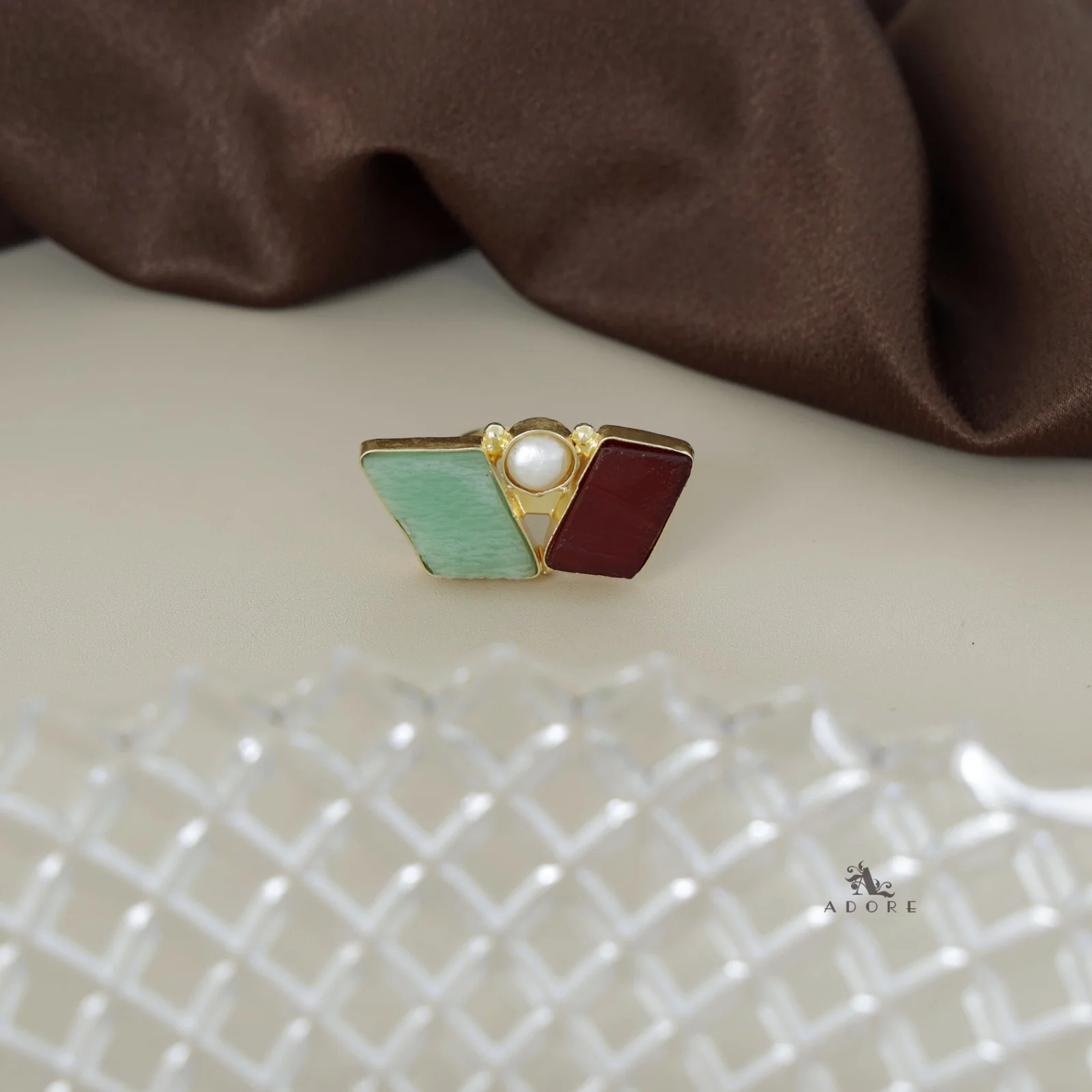 Namya Dual Raw Stone Pearl Ring - Image 8
