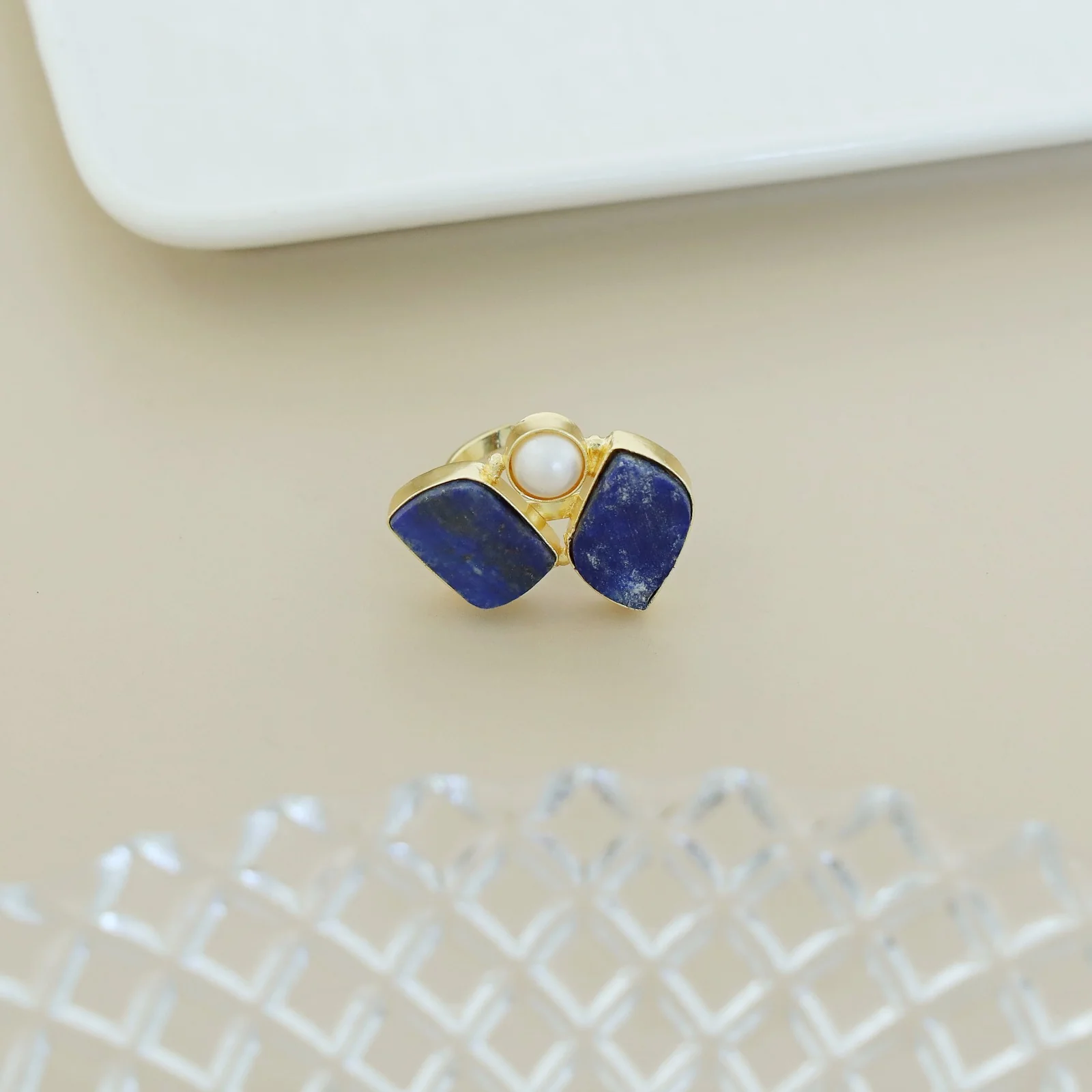 Namya Dual Raw Stone Pearl Ring - Image 9