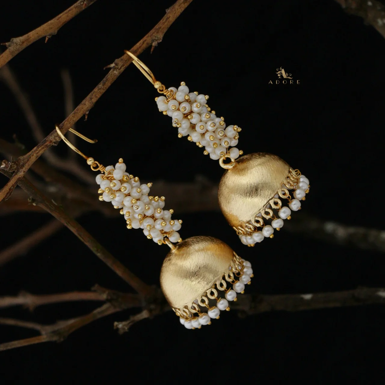 Nashwa Cluster Pearl Jhumka Drop - Image 3