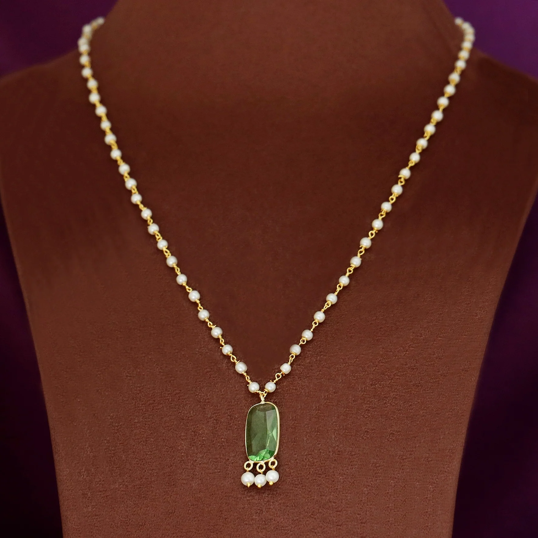 Nasmiya Rectangle Glossy Long Neckpiece - Image 9