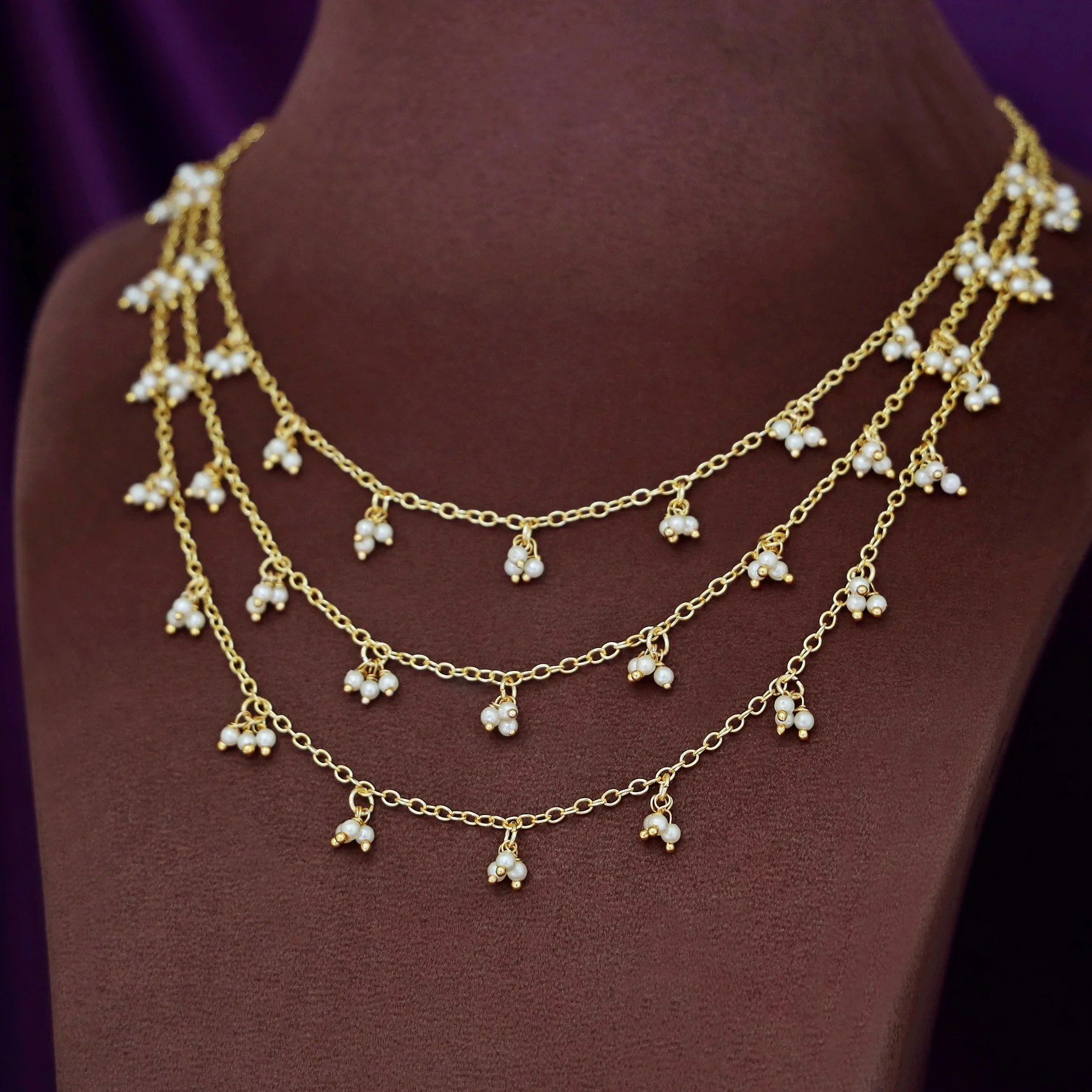 Nataliya 3 Layer Pearl Neckpiece - Image 2