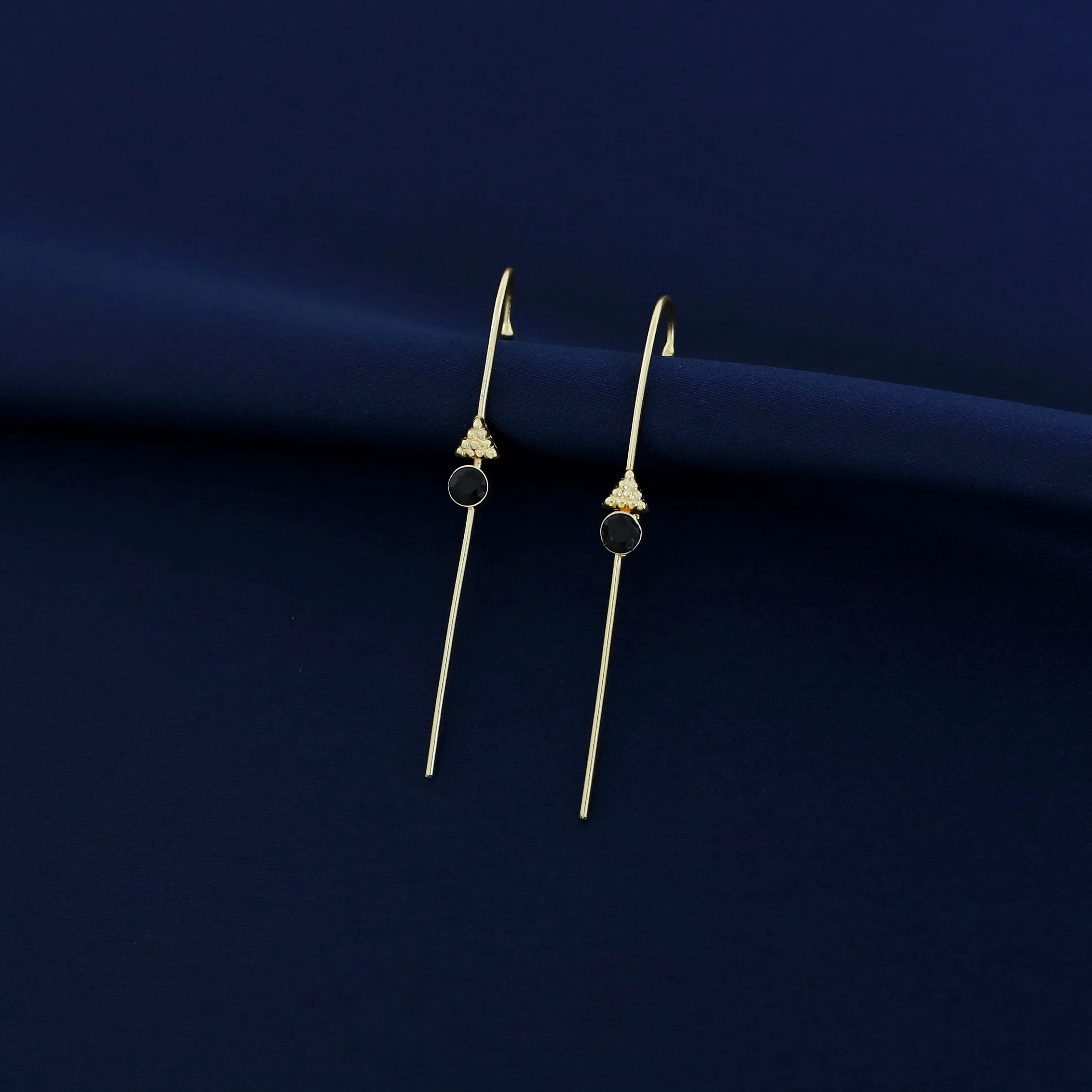 Golden Triangle Round Glossy Stone Ear-cuff (Set Of 2) - Image 11