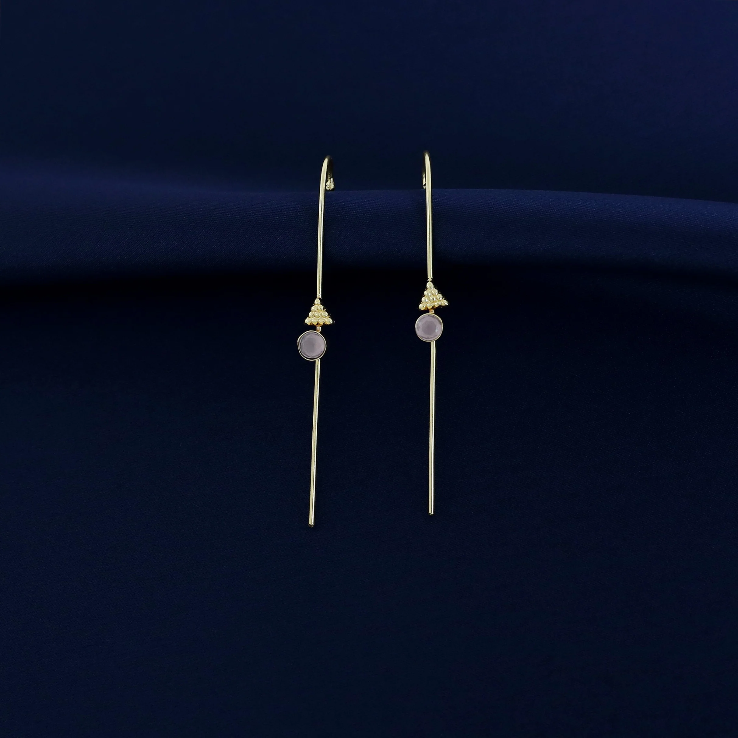 Golden Triangle Round Glossy Stone Ear-cuff (Set Of 2) - Image 14